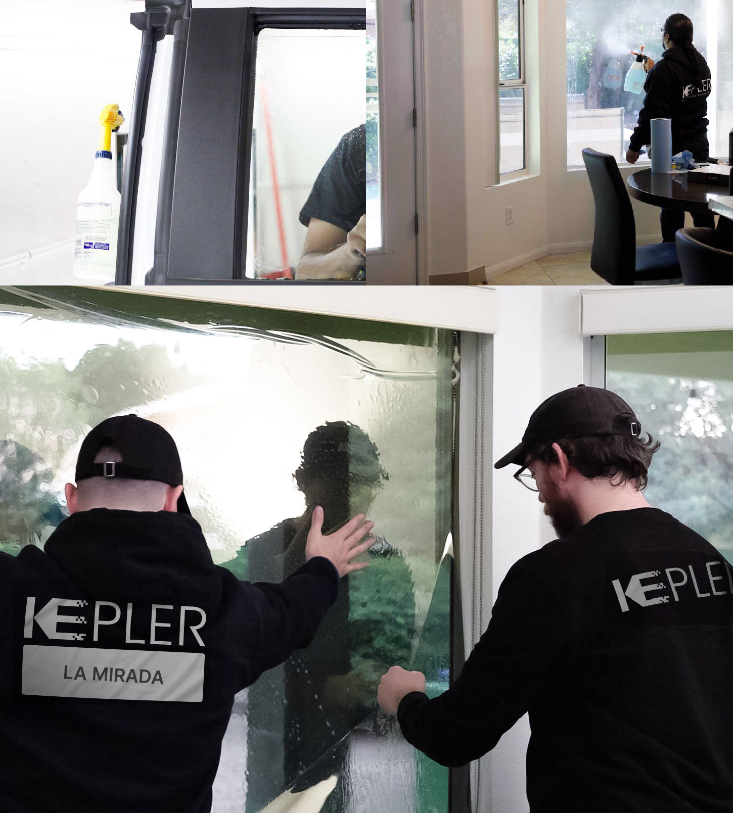 Expert Technician Applying High-tech Window Tint to Home in La Mirada