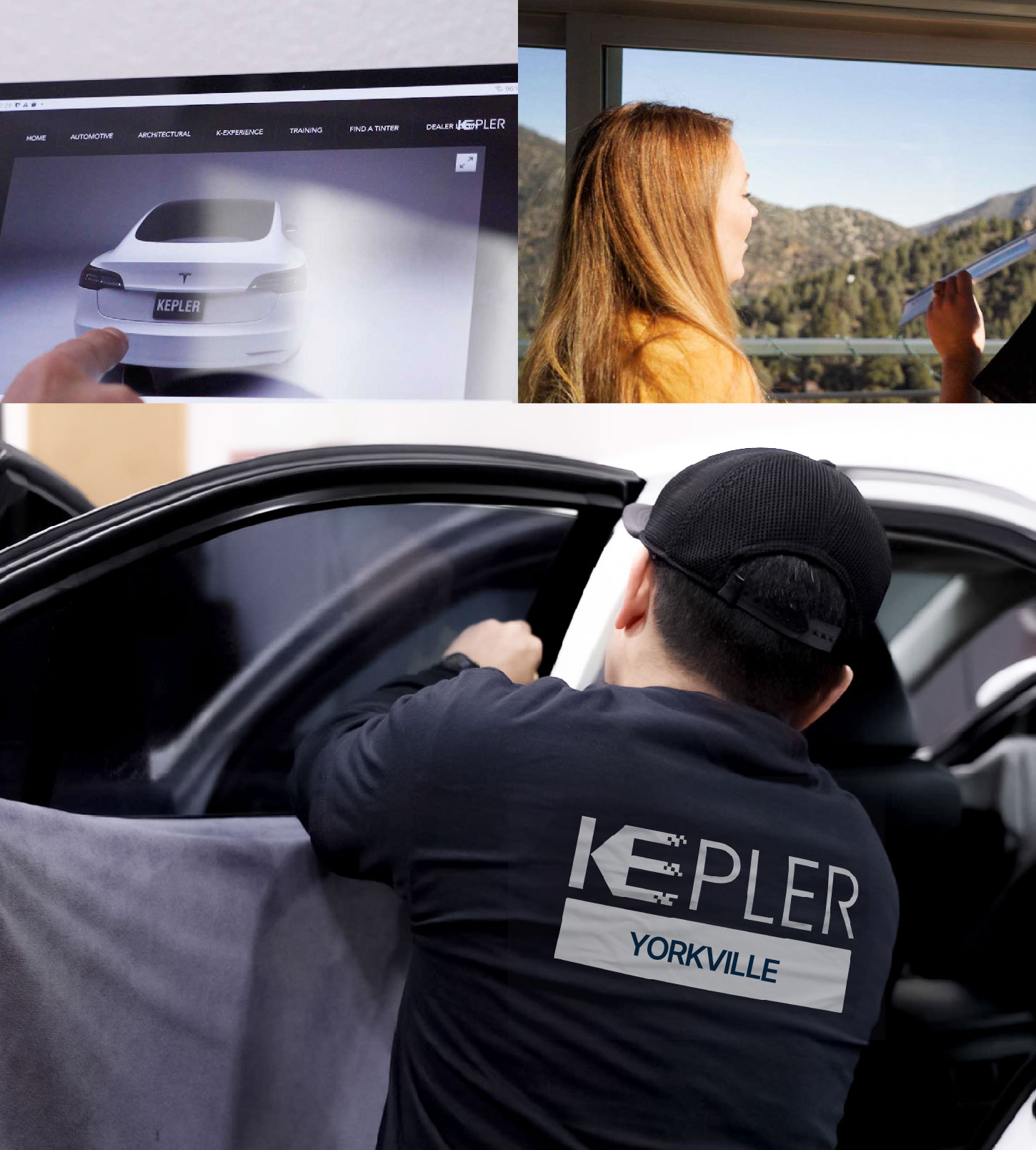 Automotive Window Tinting Expert Applying Film in Yorkville, Illinois