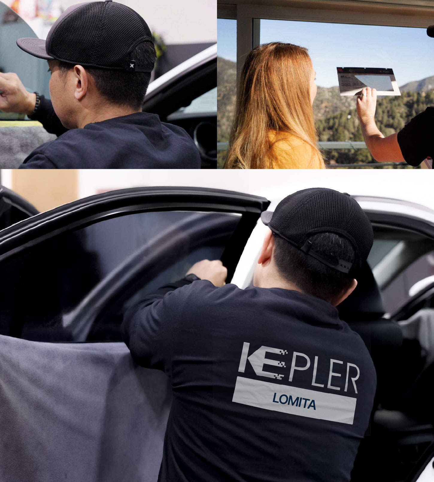 Automotive Window Tinting Expert Applying Film in Lomita, California