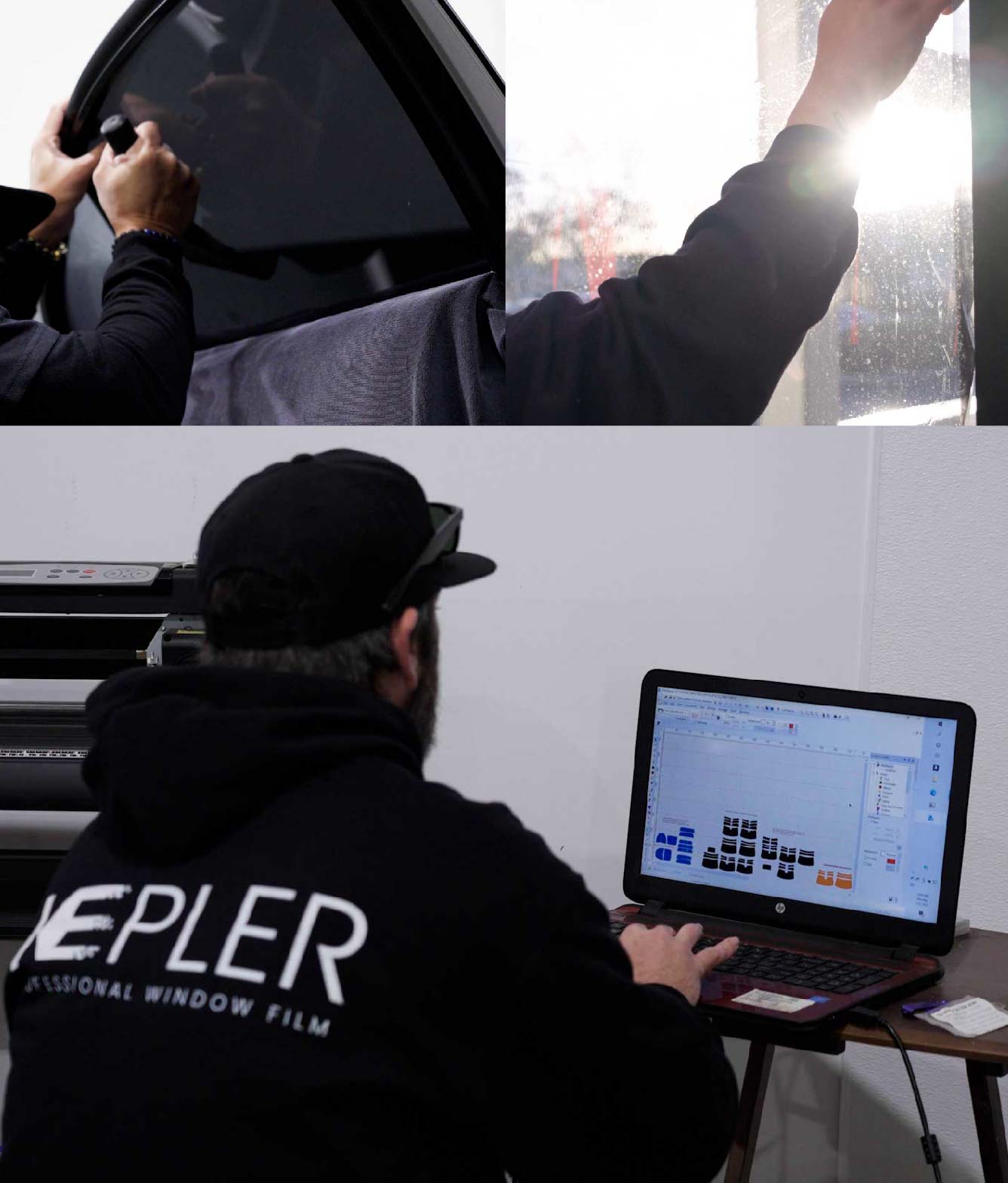 Ceramic Window Tinting Expert Cutting Film in Happy Valley, Oregon