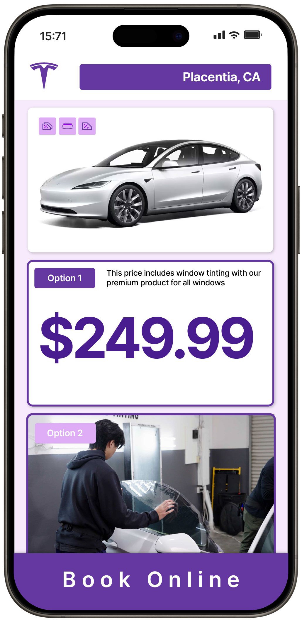 View Affordable Tesla Window Tinting Costs in Placentia, California