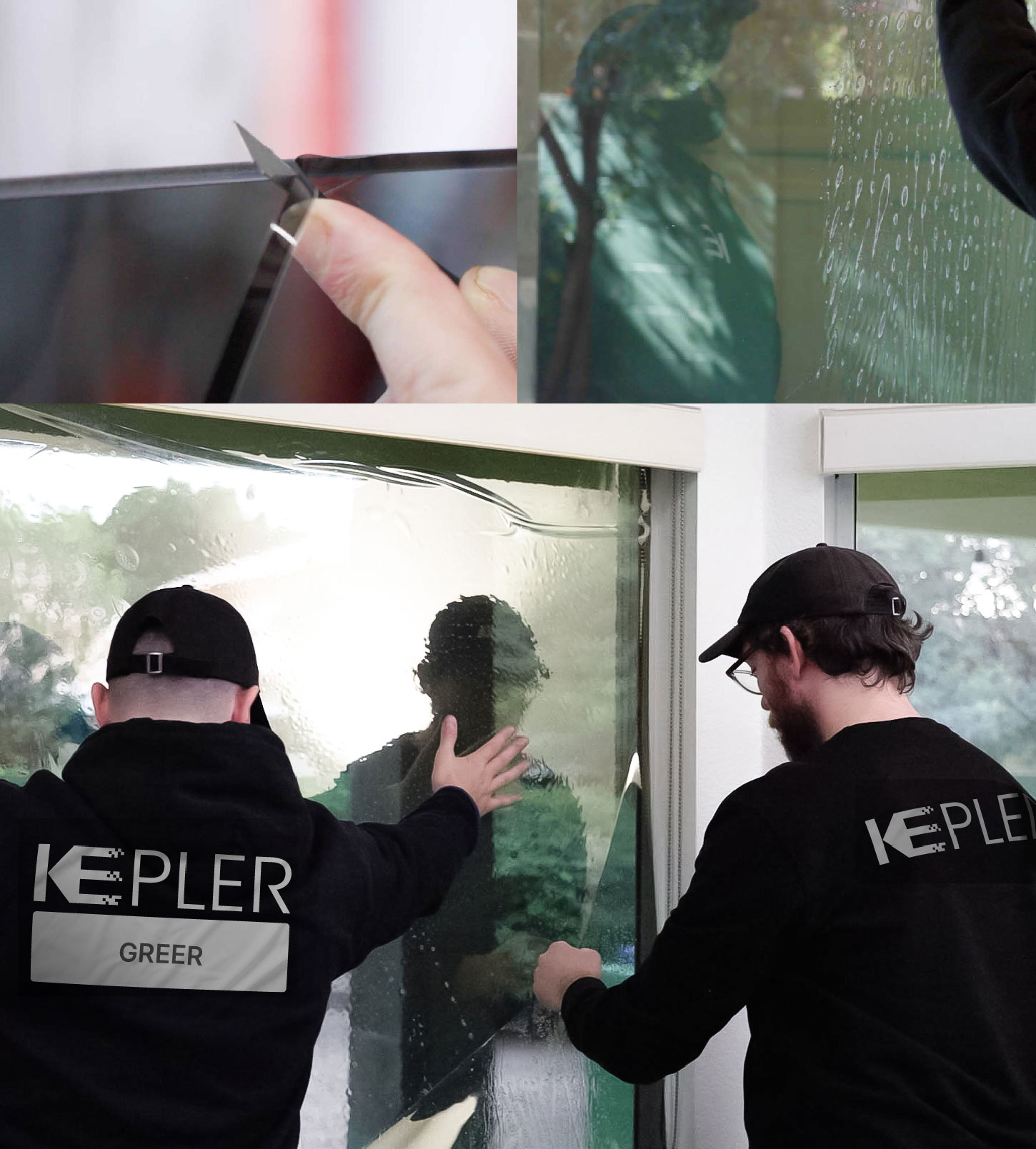 Kepler Technician Fitting Advanced Window Tint to Home in Greer