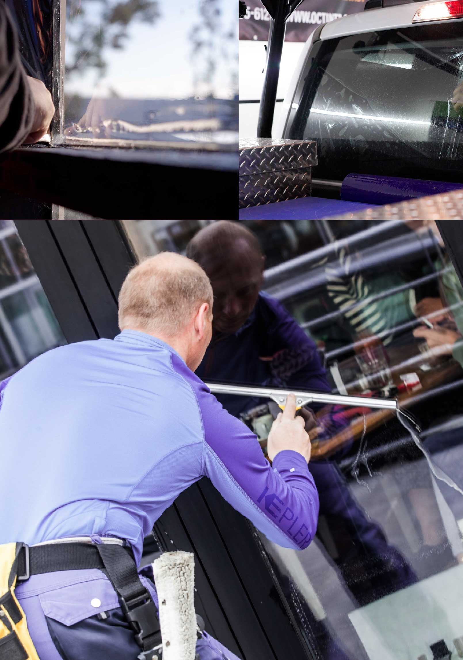 Kepler Professional Applying Anti-Graffiti Window Film to a Easton Shop Front