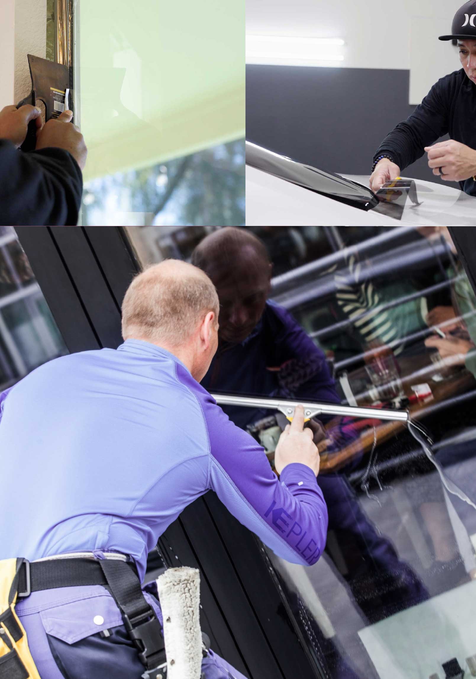 Kepler Professional Applying Anti-Graffiti Window Film to a Lafayette Shop Front
