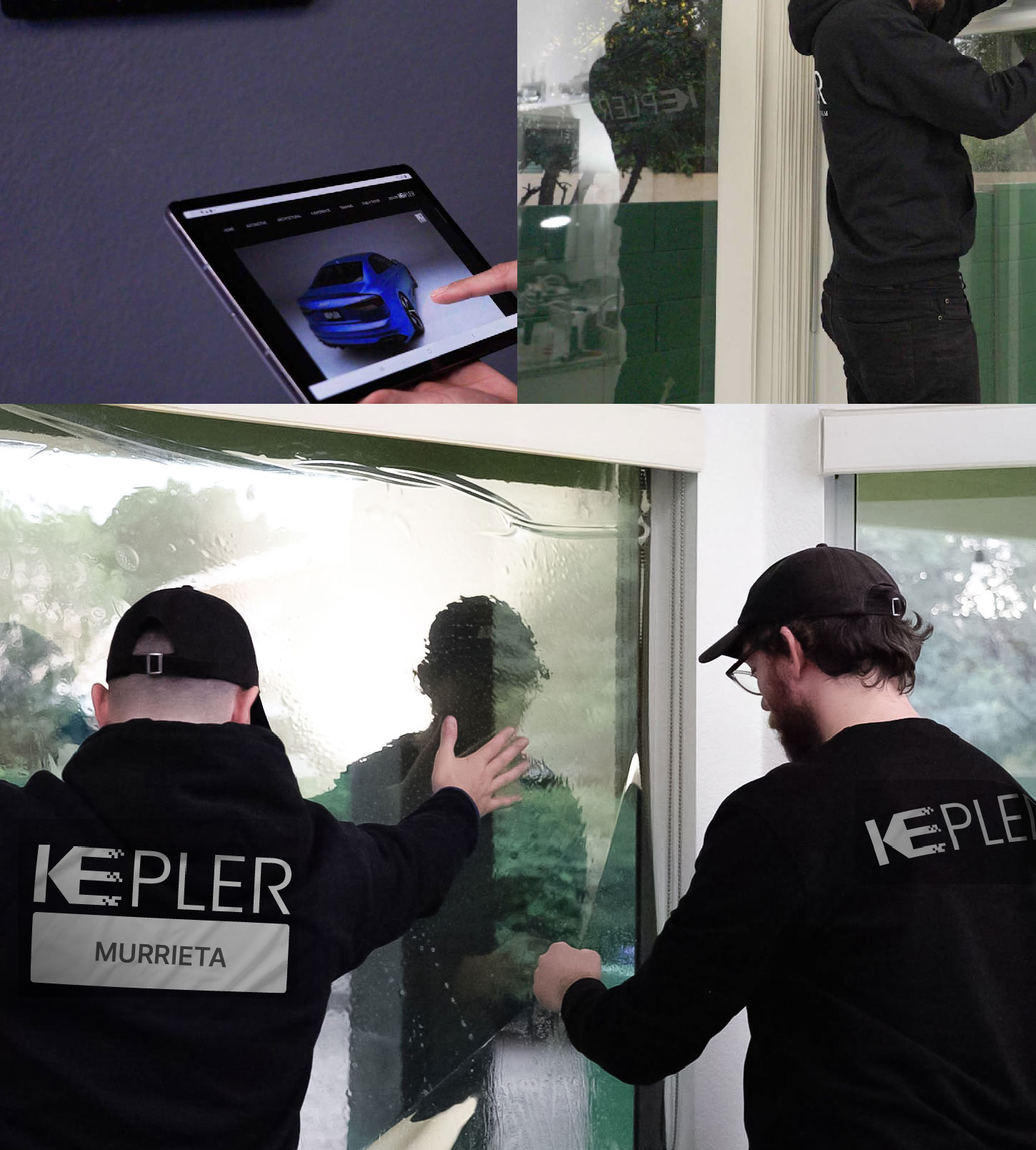 Expert Technician Fitting High-tech Window Tint to Home in Murrieta