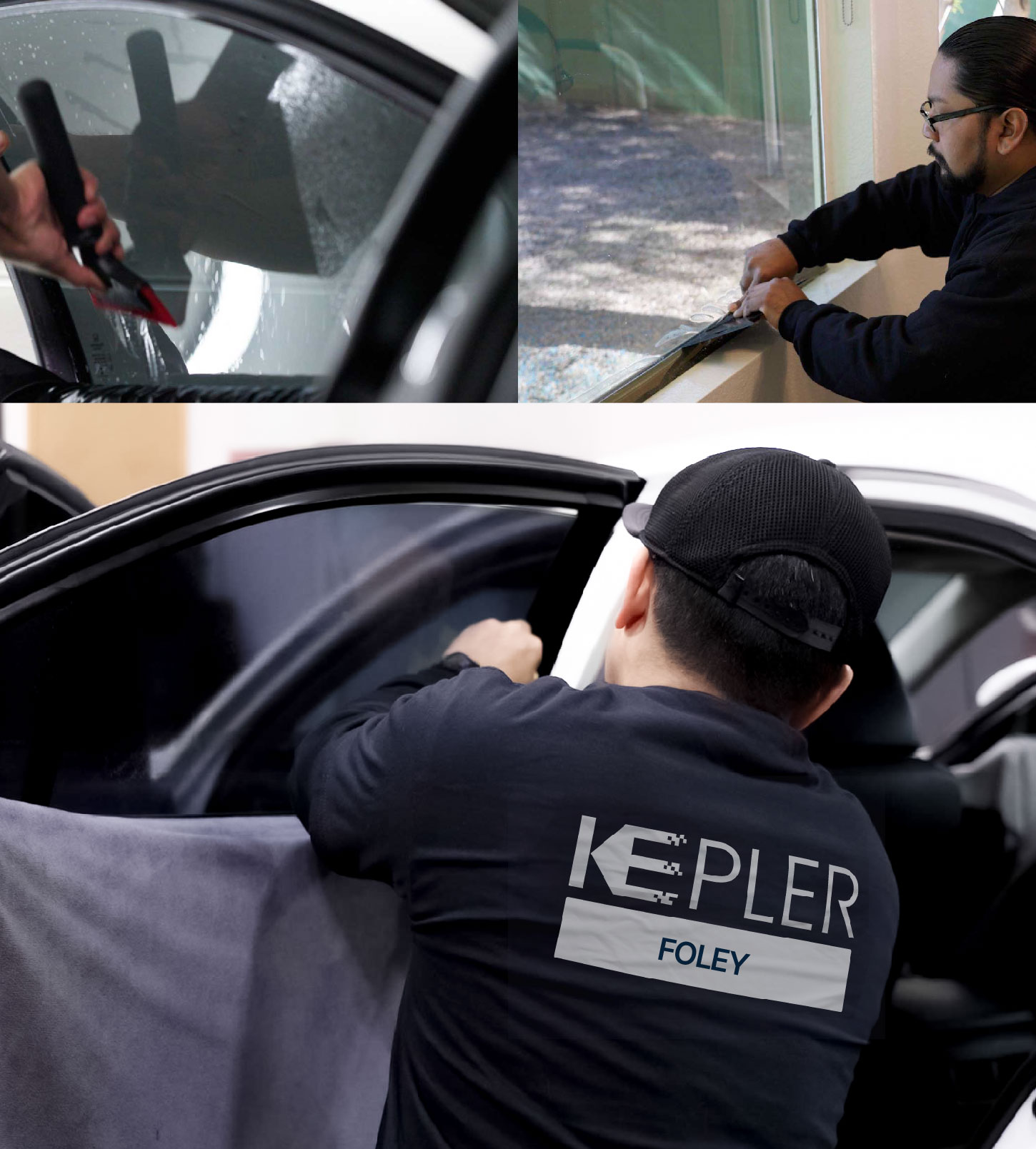 Automotive Window Tinting Expert Applying Film in Foley, Alabama