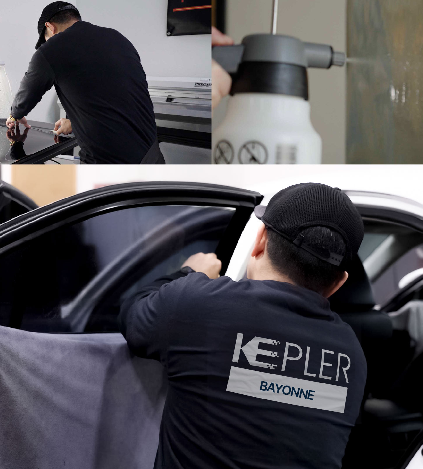 Automotive Window Tinting Expert Applying Film in Bayonne, New Jersey