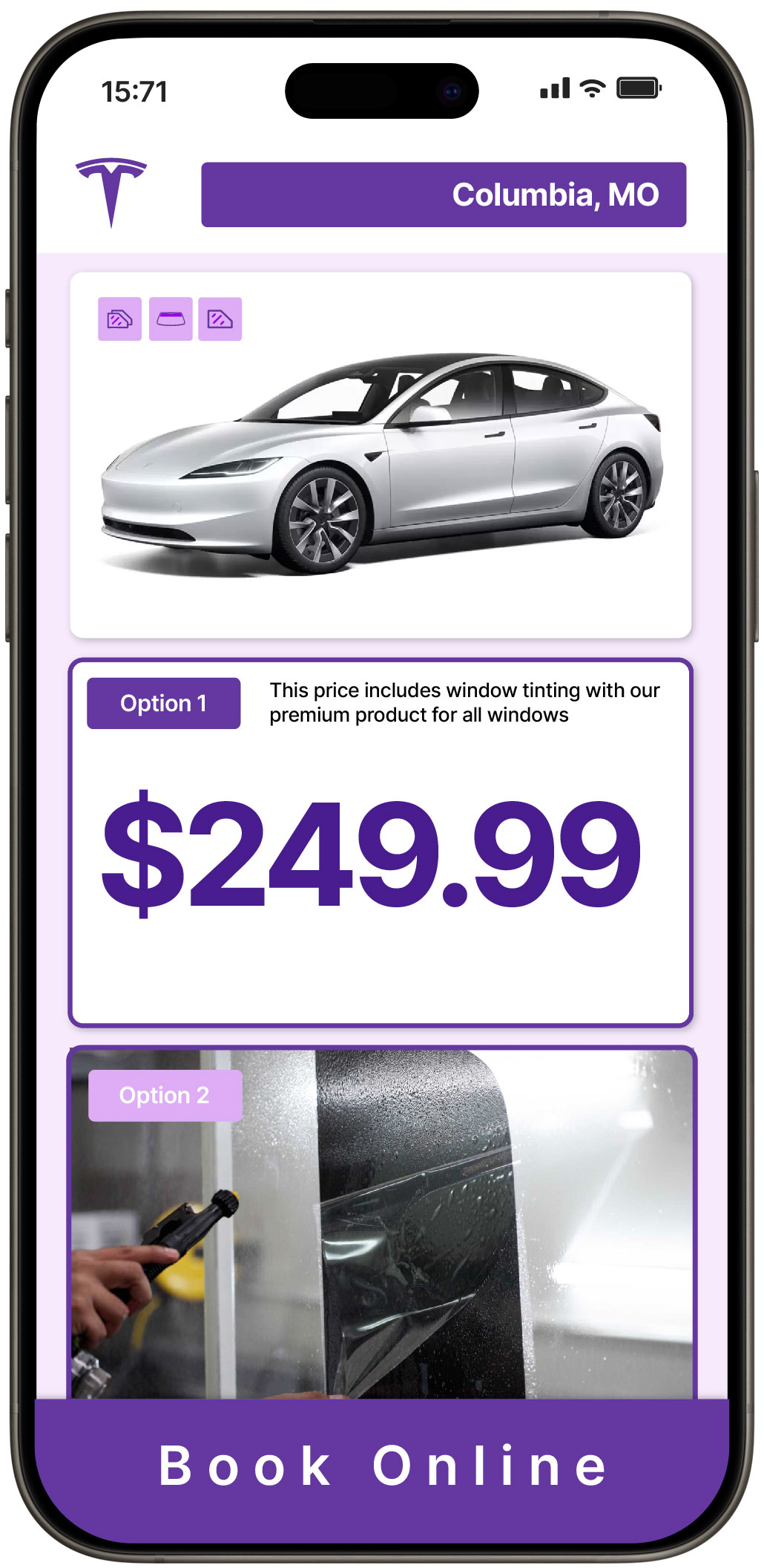 View Affordable Tesla Window Tinting Prices in Columbia, Missouri