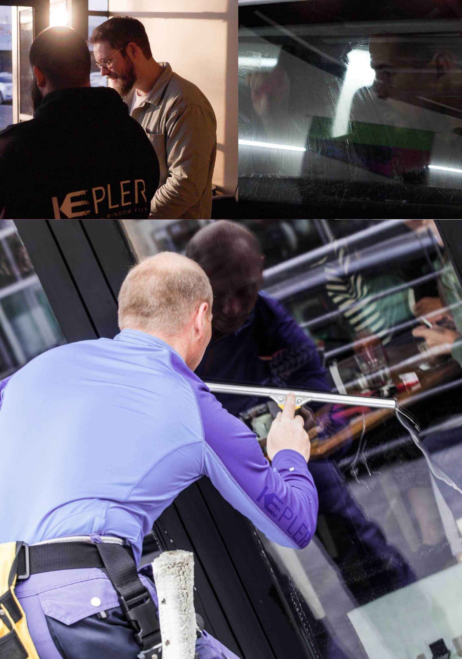 Kepler Skilled Applying Anti-Graffiti Window Film to a Bellmore Shop Front