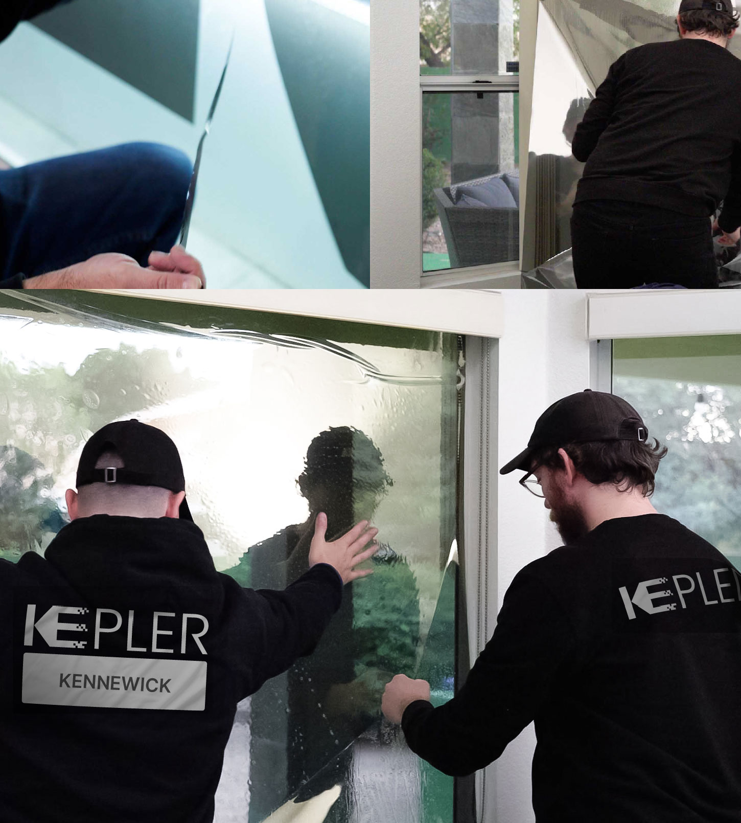 Kepler Technician Applying High-tech Window Tint to Home in Kennewick