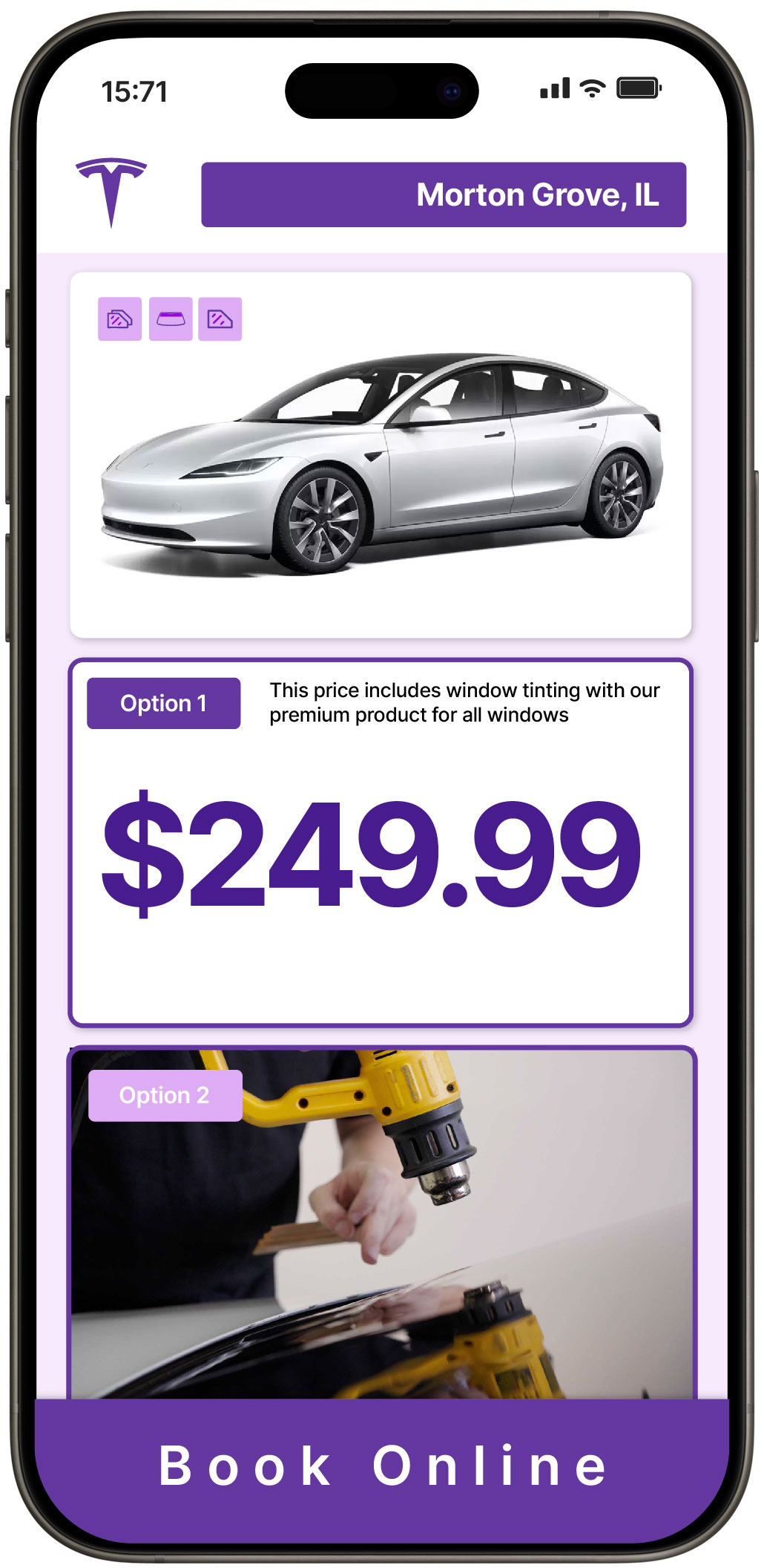 View Affordable Tesla Window Tinting Prices in Morton Grove, Illinois