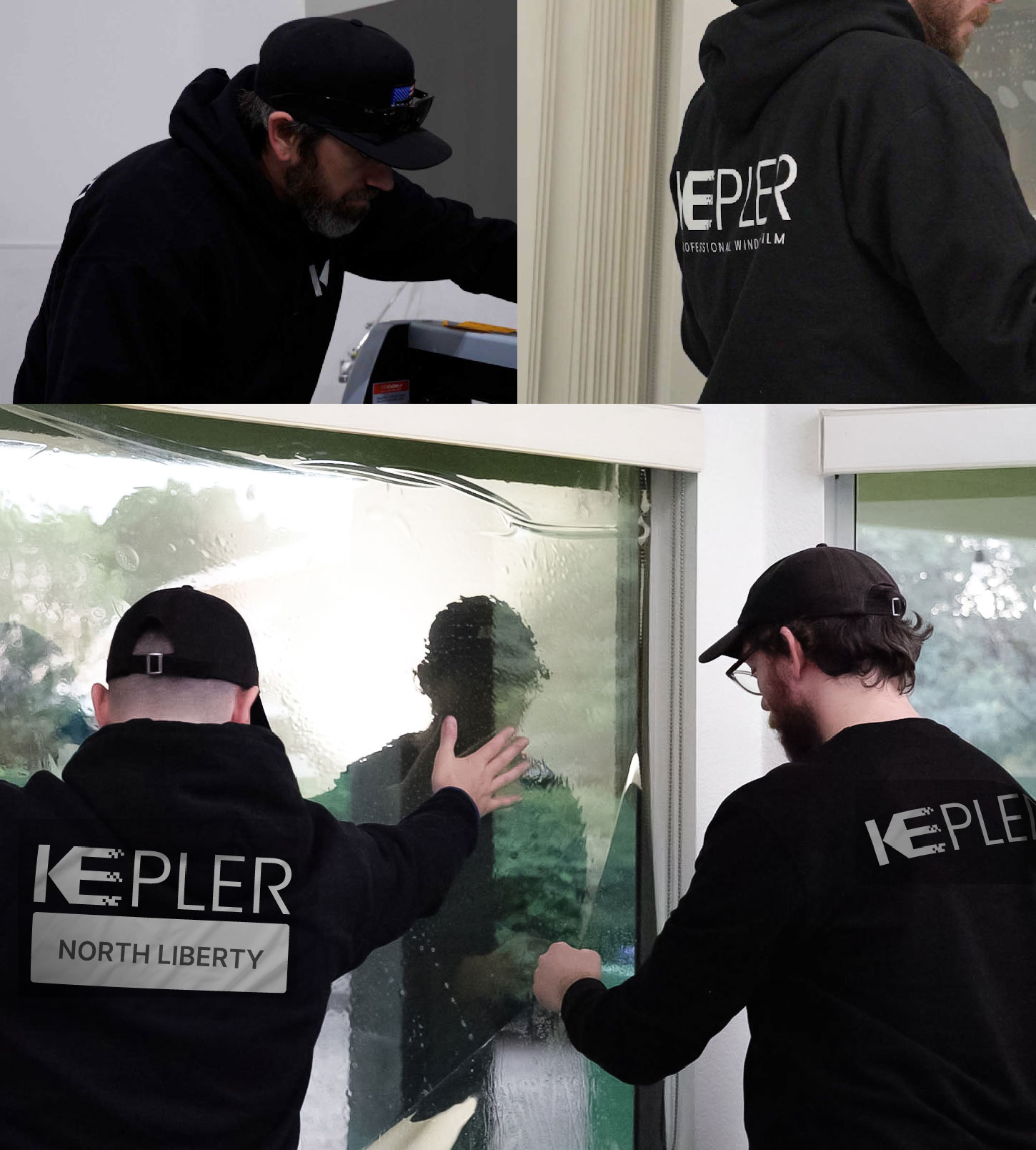 Kepler Technician Fitting High-tech Window Tint to Home in North Liberty