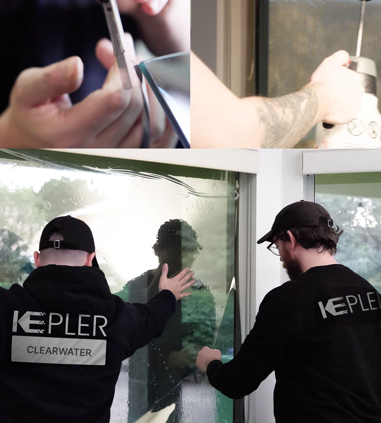 Kepler Technician Installing High-tech Window Tint to Home in Clearwater