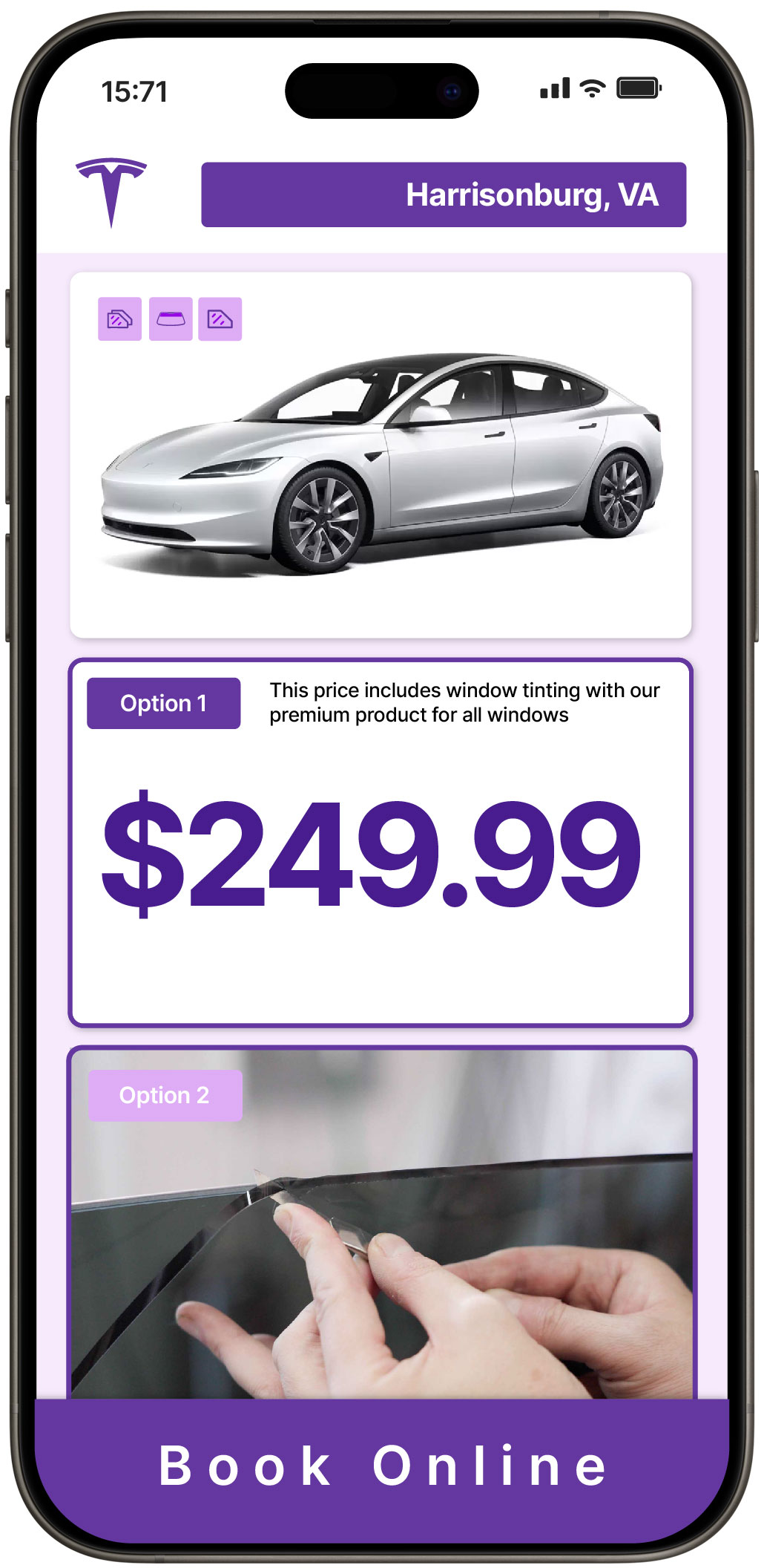 View Affordable Tesla Window Tinting Rates in Harrisonburg, Virginia