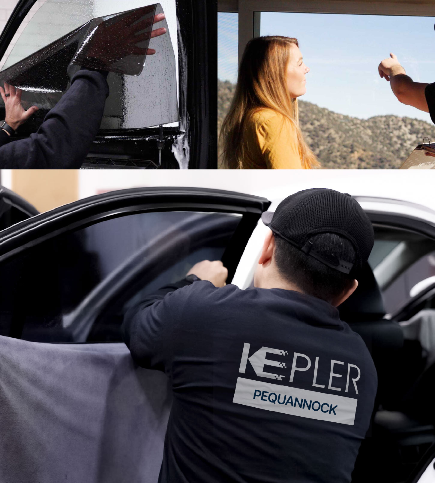 Automotive Window Tinting Expert Applying Film in Pequannock, New Jersey