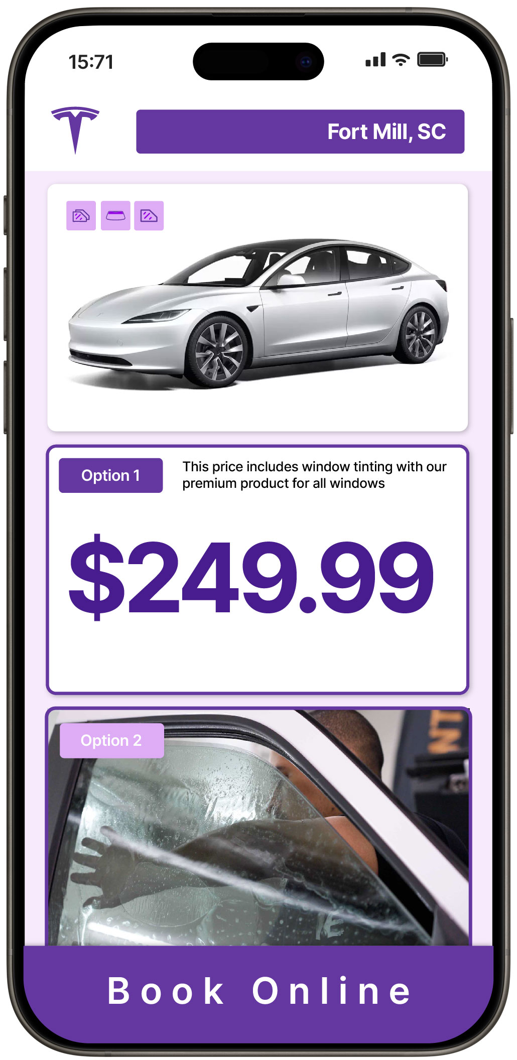 View Affordable Tesla Window Tinting Rates in Fort Mill, South Carolina