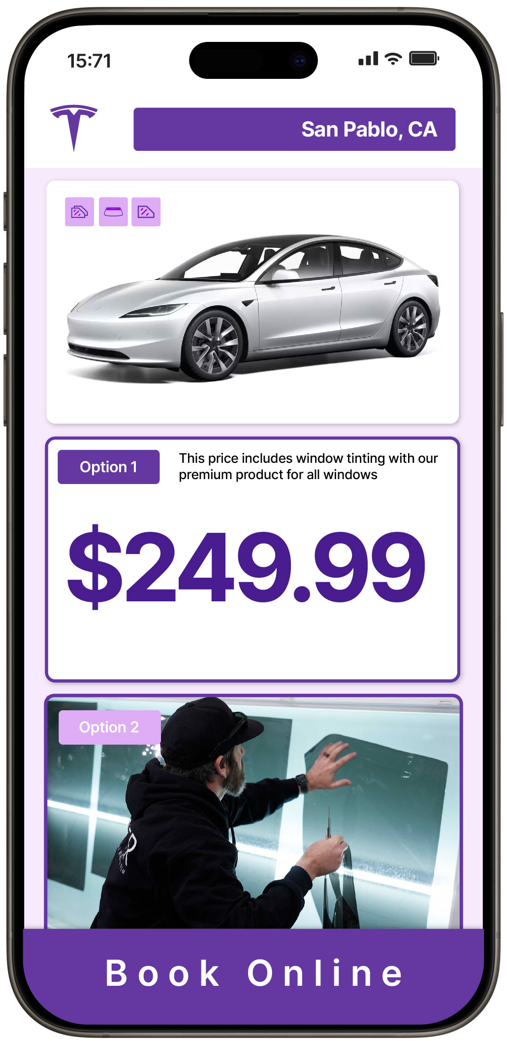 View Competitive Tesla Window Tinting Prices in San Pablo, California