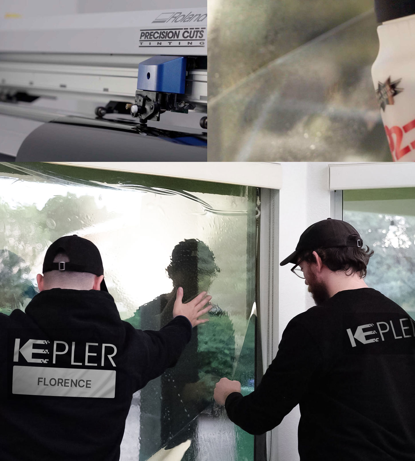 Expert Technician Applying Ceramic Window Tint to Home in Florence