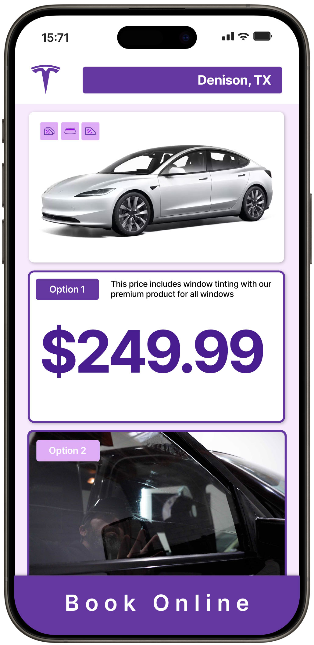 View Competitive Tesla Window Tinting Rates in Denison, Texas