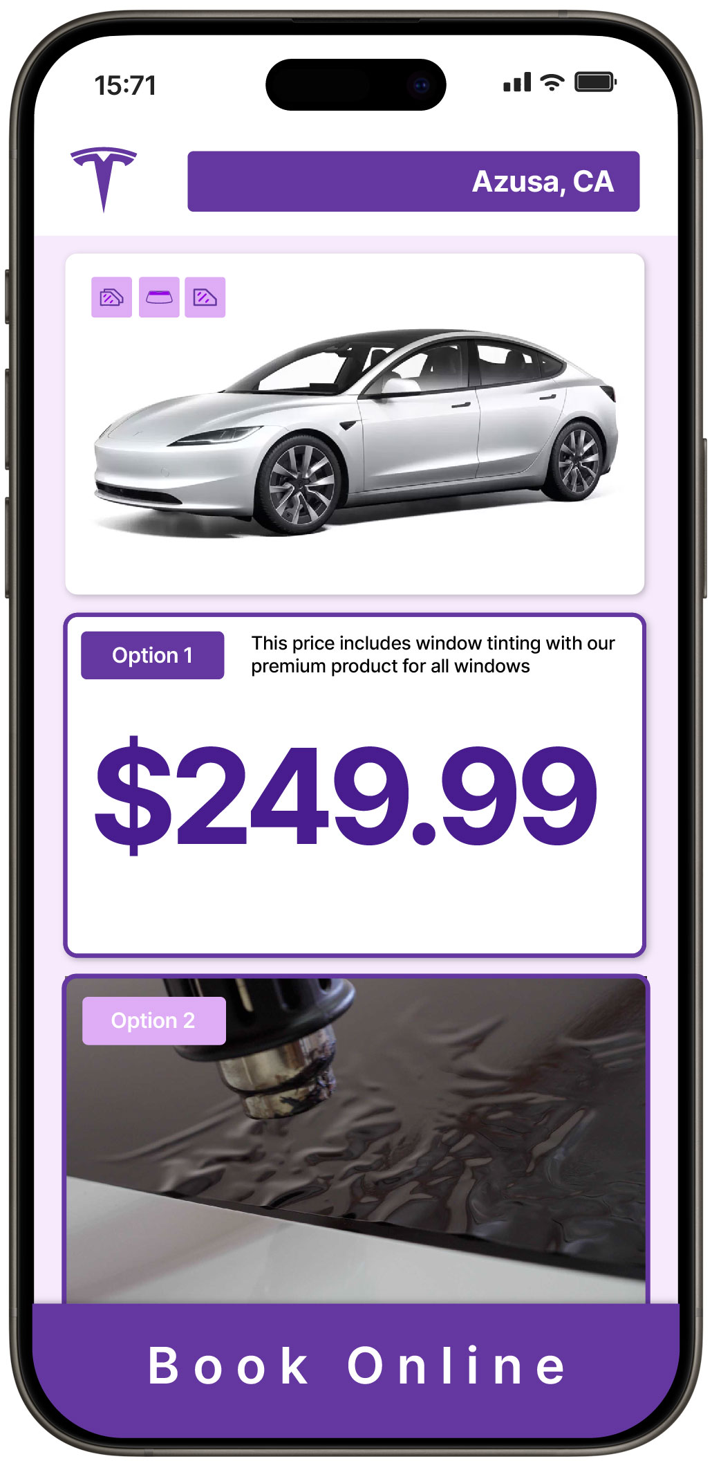 View Affordable Tesla Window Tinting Prices in Azusa, California