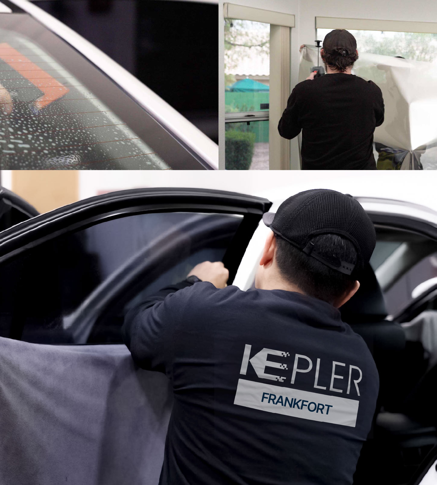 Automotive Window Tinting Expert Applying Film in Frankfort, Illinois