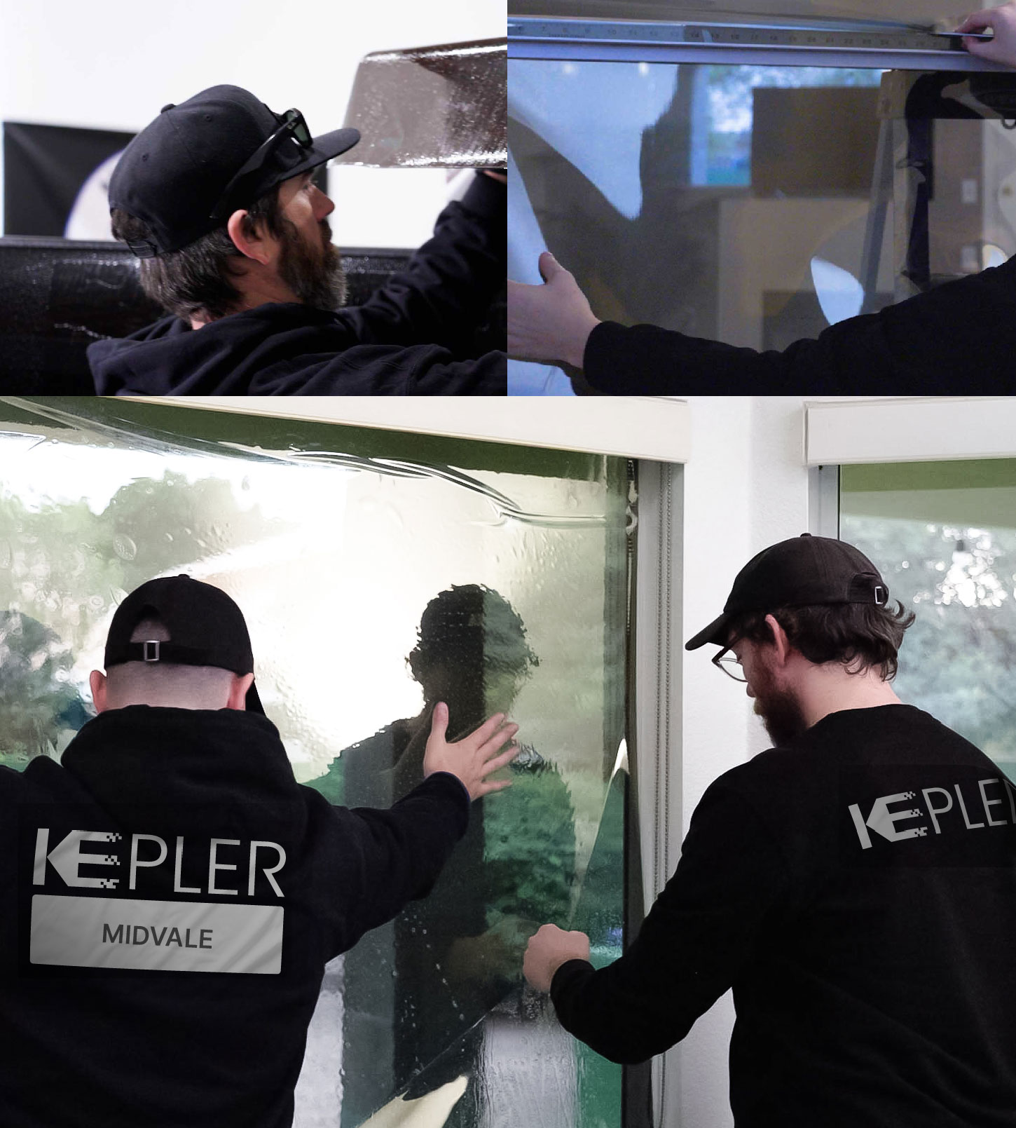 Kepler Technician Fitting Ceramic Window Tint to Home in Midvale