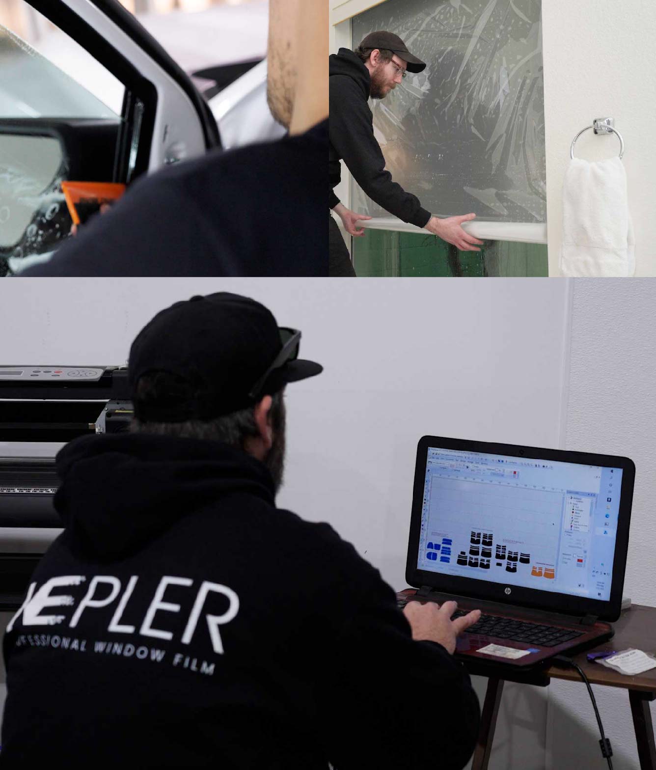 Ceramic Window Tinting Expert Cutting Film in Bonney Lake, Washington