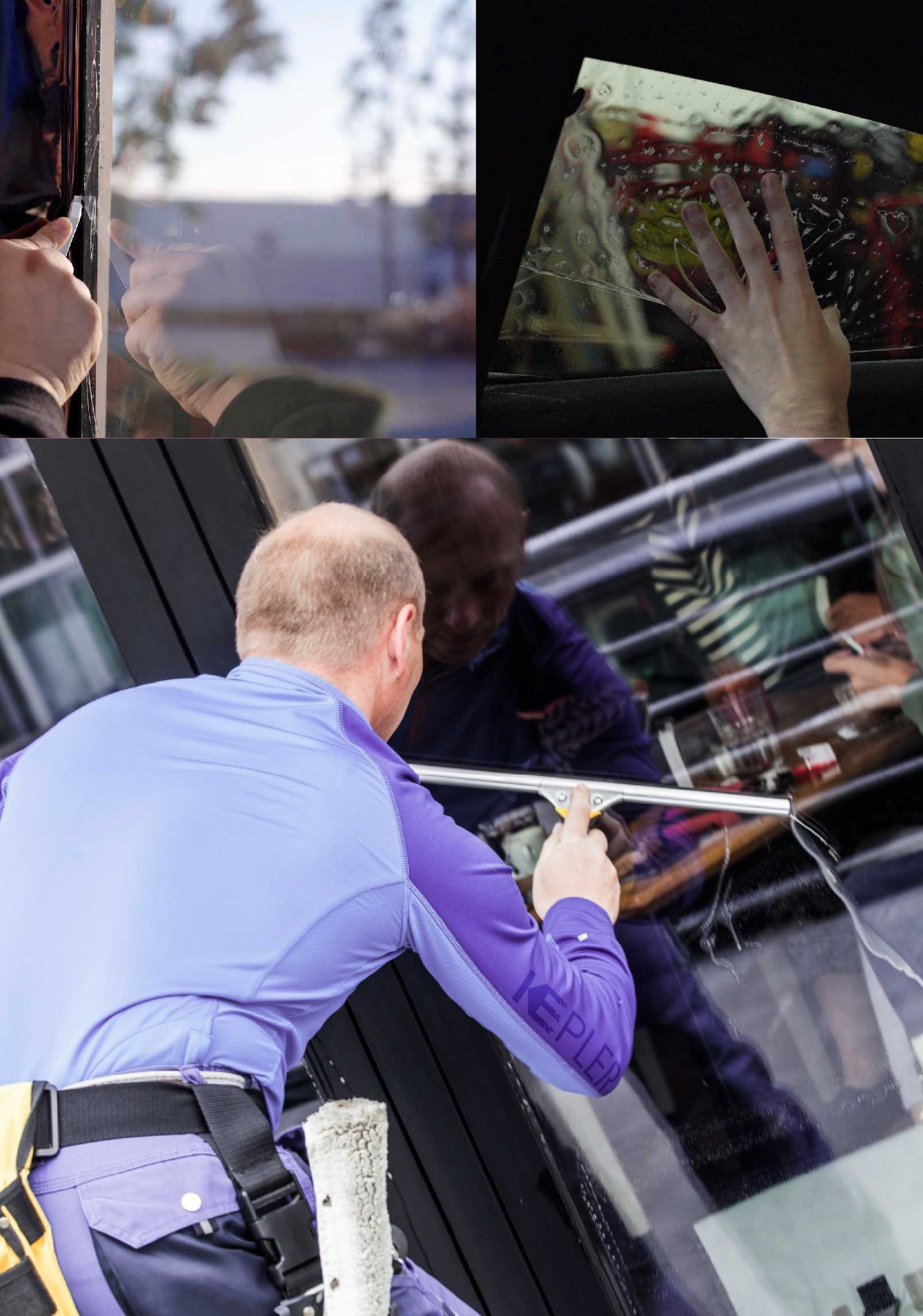 Kepler Expert Applying Anti-Graffiti Window Film to a Kingman Shop Front