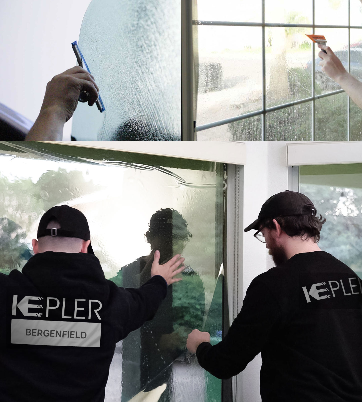 Expert Technician Applying Advanced Window Tint to Home in Bergenfield