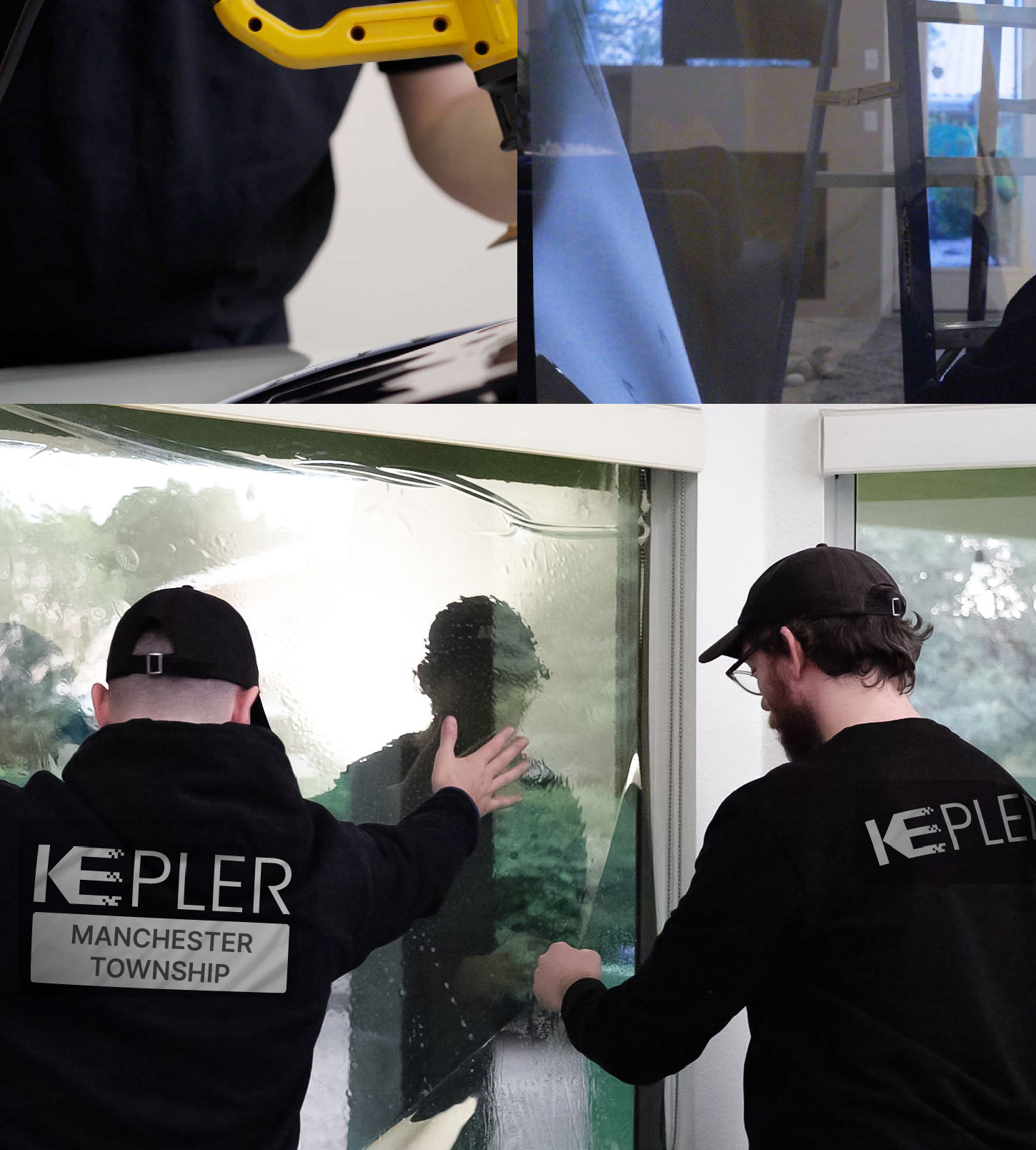 Expert Technician Installing High-tech Window Tint to Home in Manchester Township