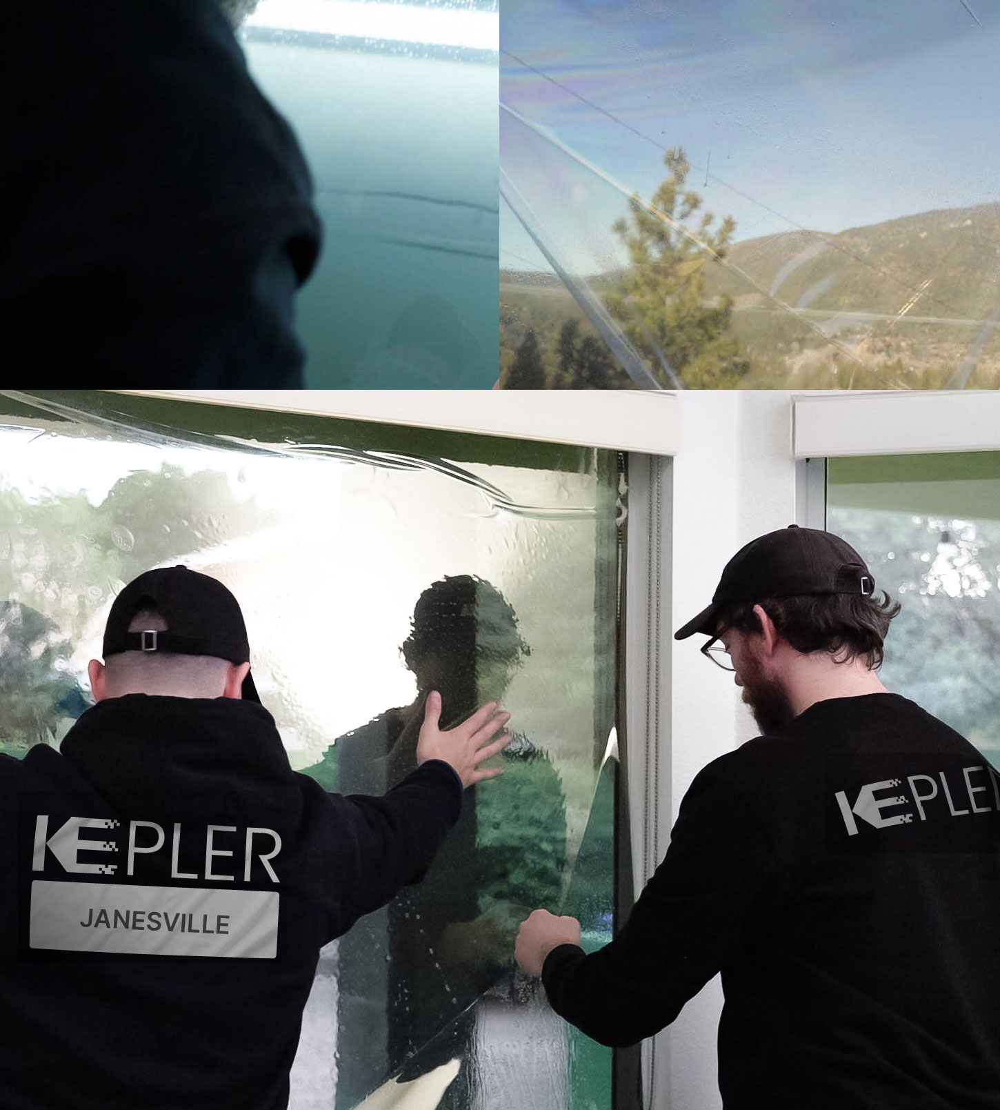 Expert Technician Installing Advanced Window Tint to Home in Janesville