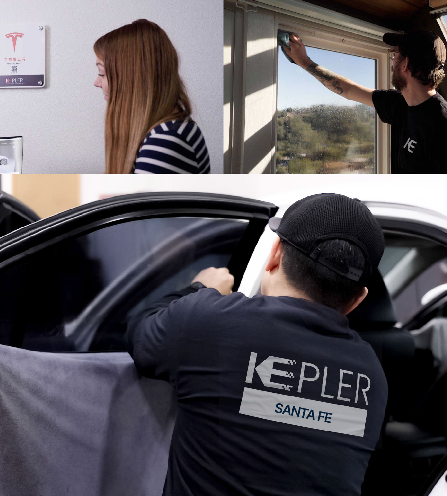 Automotive Window Tinting Expert Applying Film in Santa Fe, New Mexico