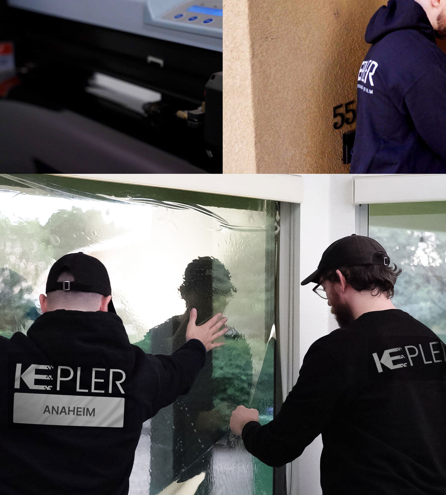 Kepler Technician Installing Ceramic Window Tint to Home in Anaheim