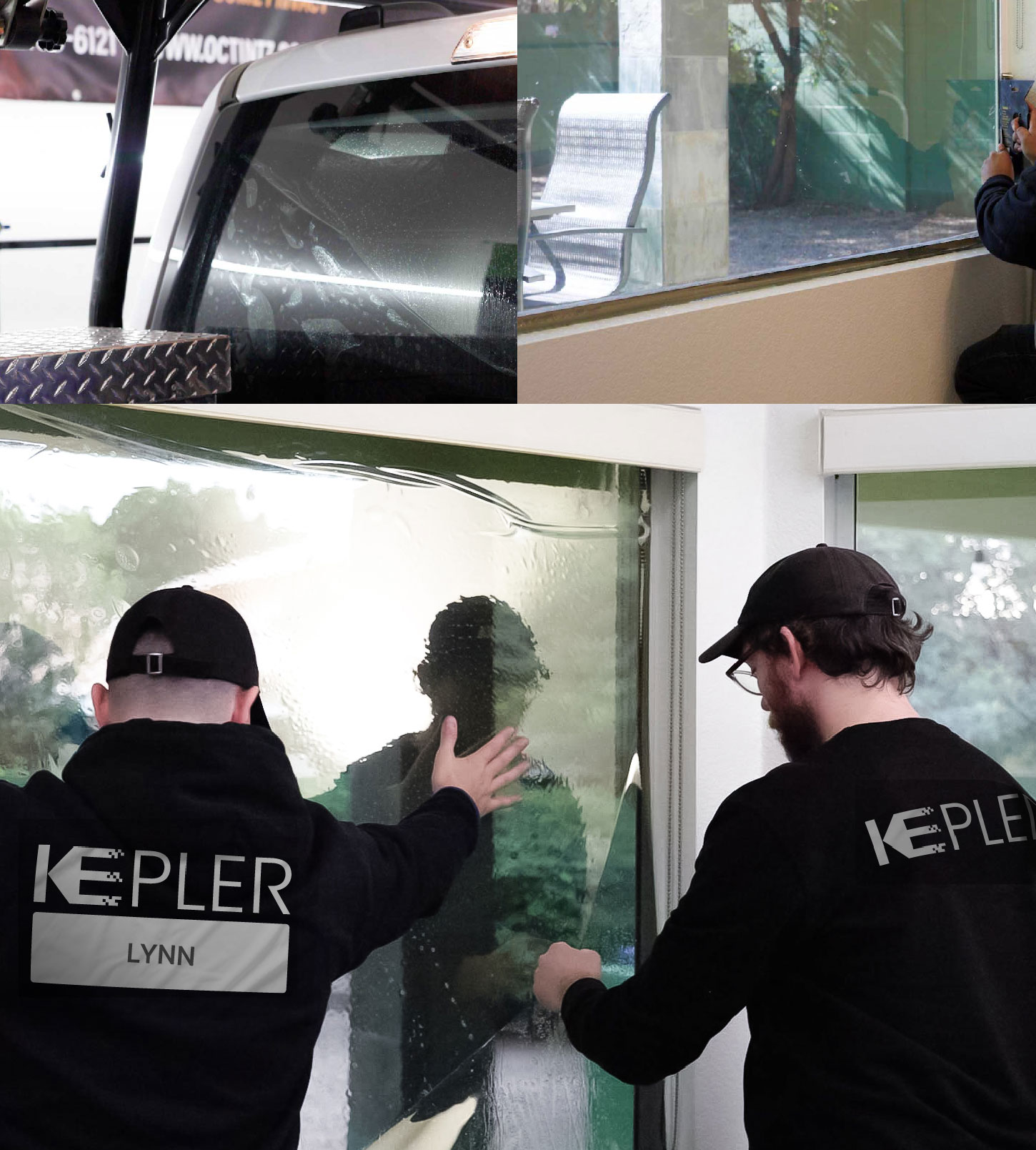 Expert Technician Applying Advanced Window Tint to Home in Lynn