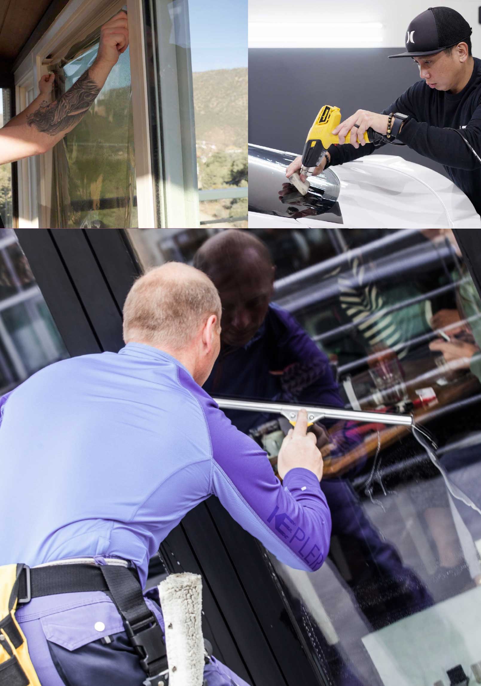 Kepler Skilled Applying Anti-Graffiti Window Film to a Longmont Shop Front