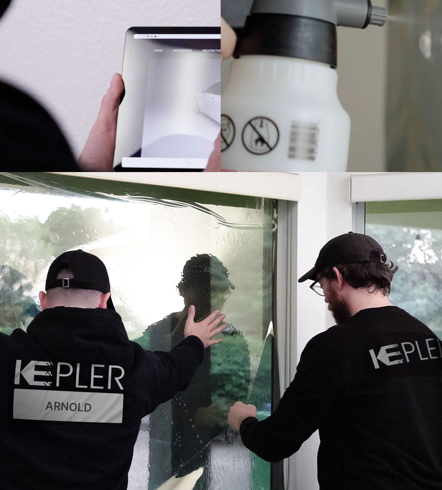 Expert Technician Applying Advanced Window Tint to Home in Arnold