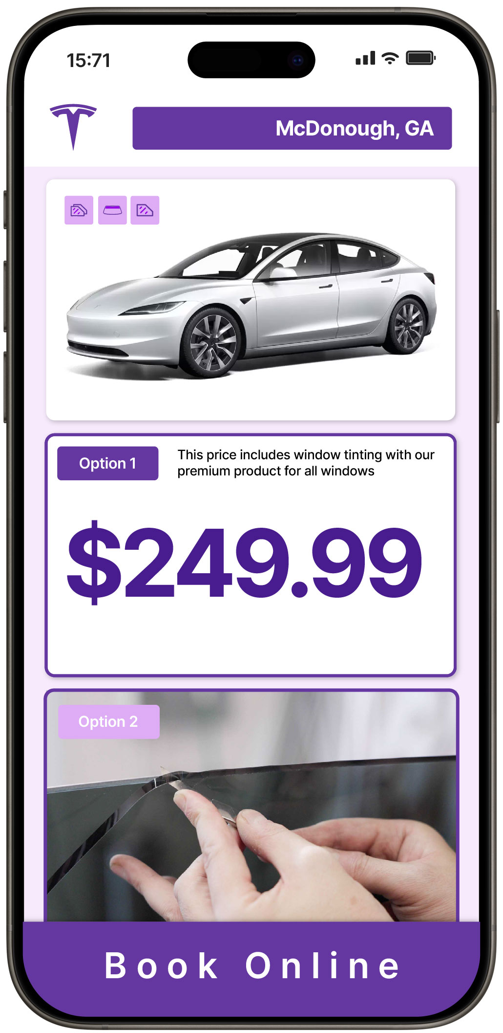 View Competitive Tesla Window Tinting Costs in McDonough, Georgia