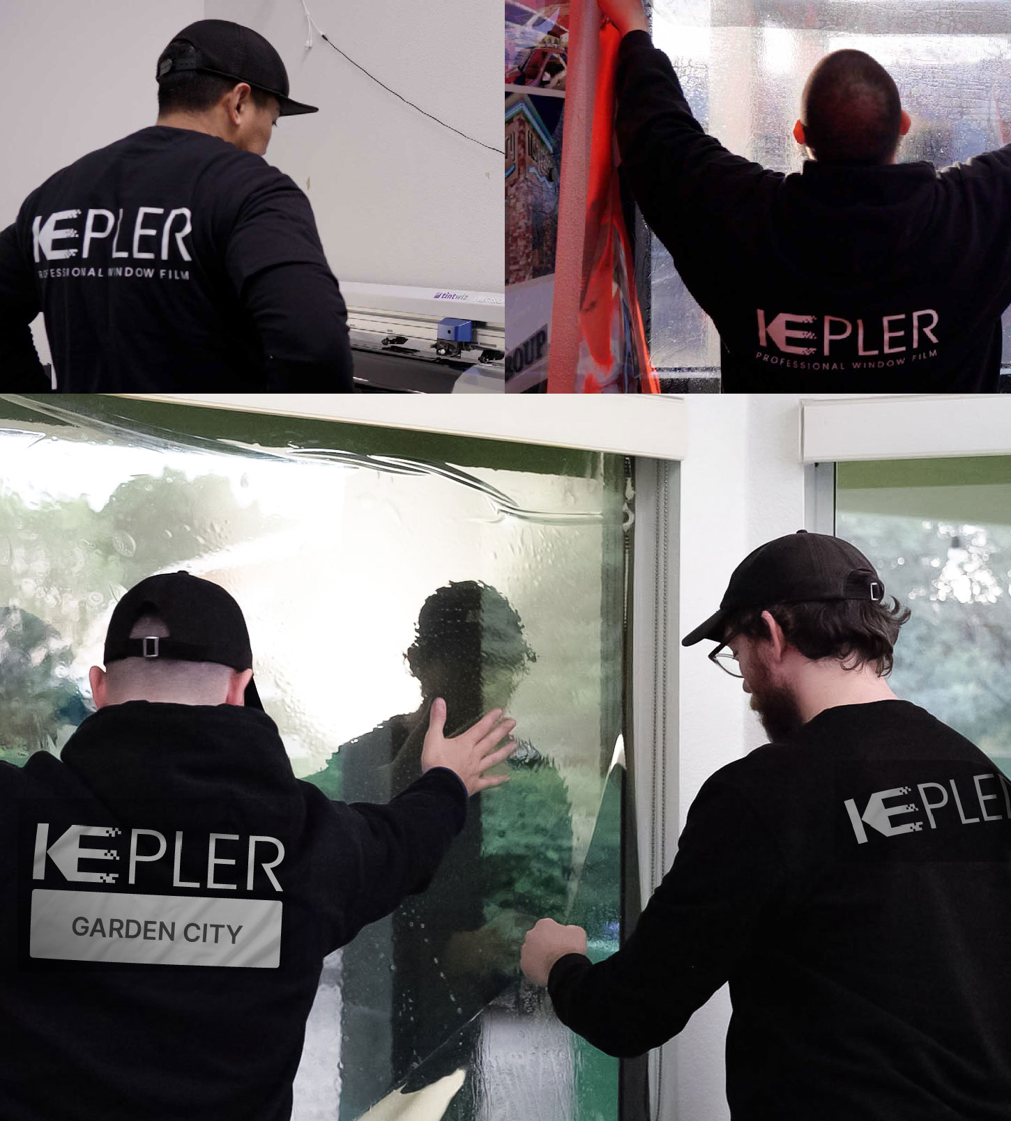 Kepler Technician Installing High-tech Window Tint to Home in Garden City