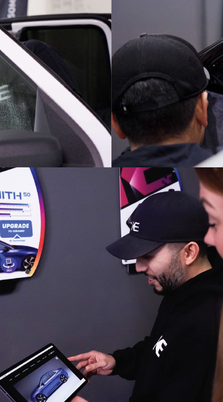 Kepler Dealer Showing Car Window Film Options to Customer in Flint, Michigan