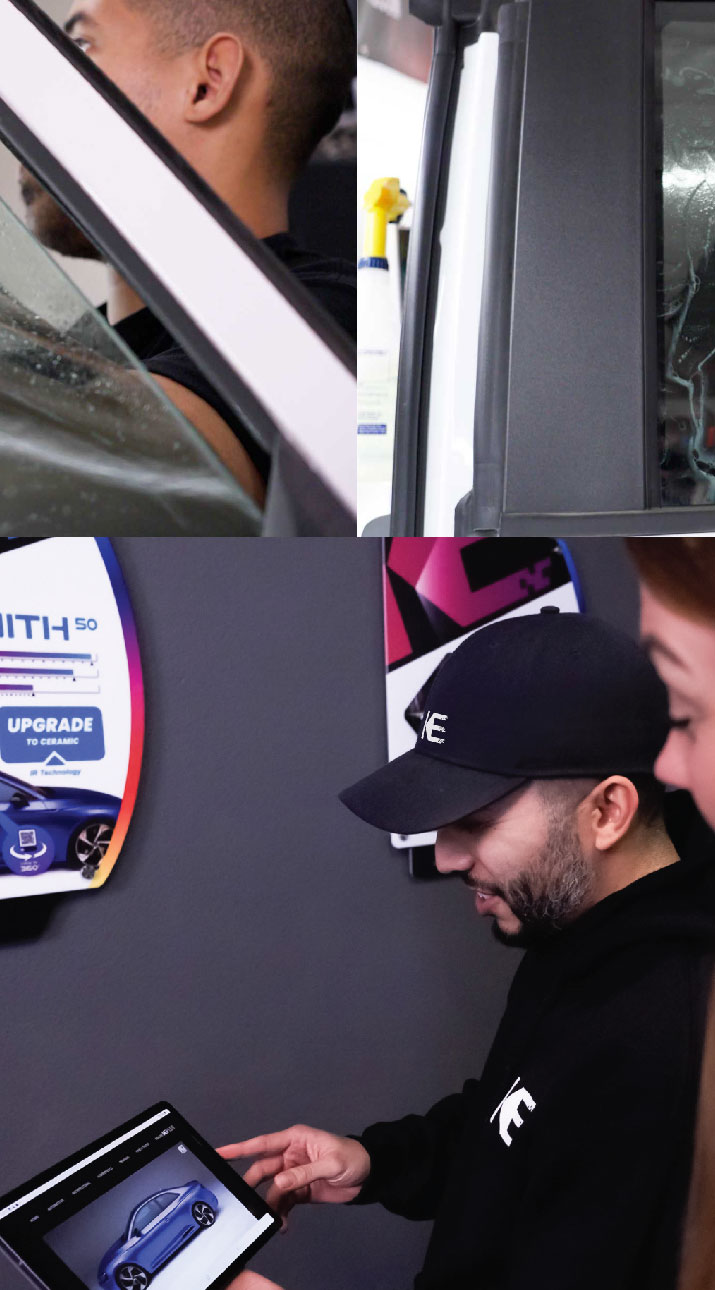 Kepler Dealer Showing Car Window Film Options to Customer in Jacksonville, Florida