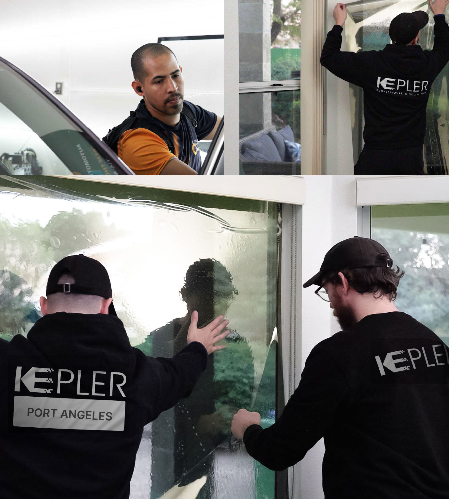 Expert Technician Installing Ceramic Window Tint to Home in Port Angeles