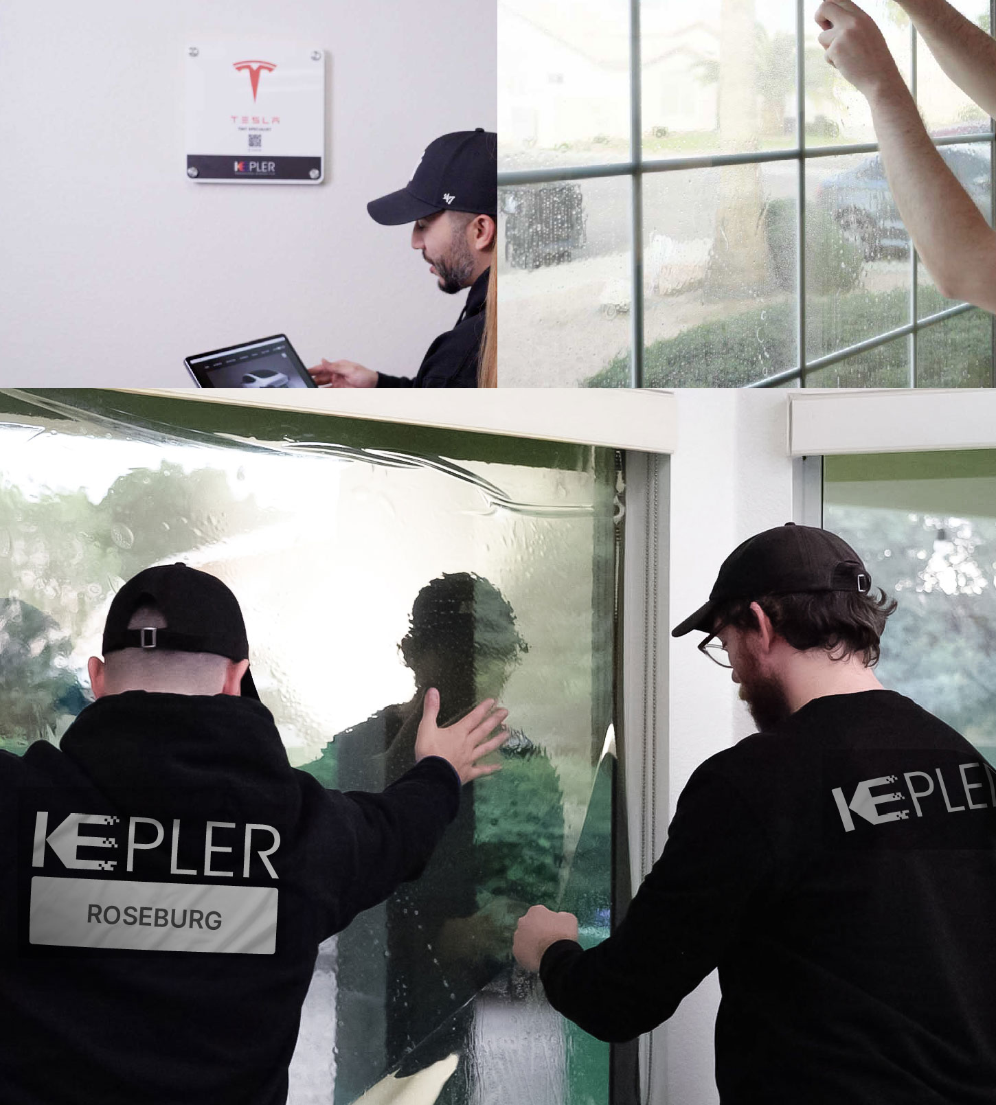 Expert Technician Fitting Advanced Window Tint to Home in Roseburg