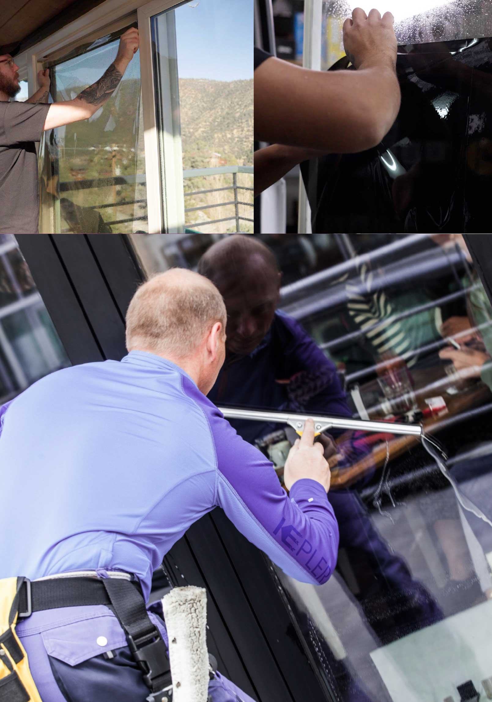Kepler Skilled Applying Anti-Graffiti Window Film to a Revere Shop Front