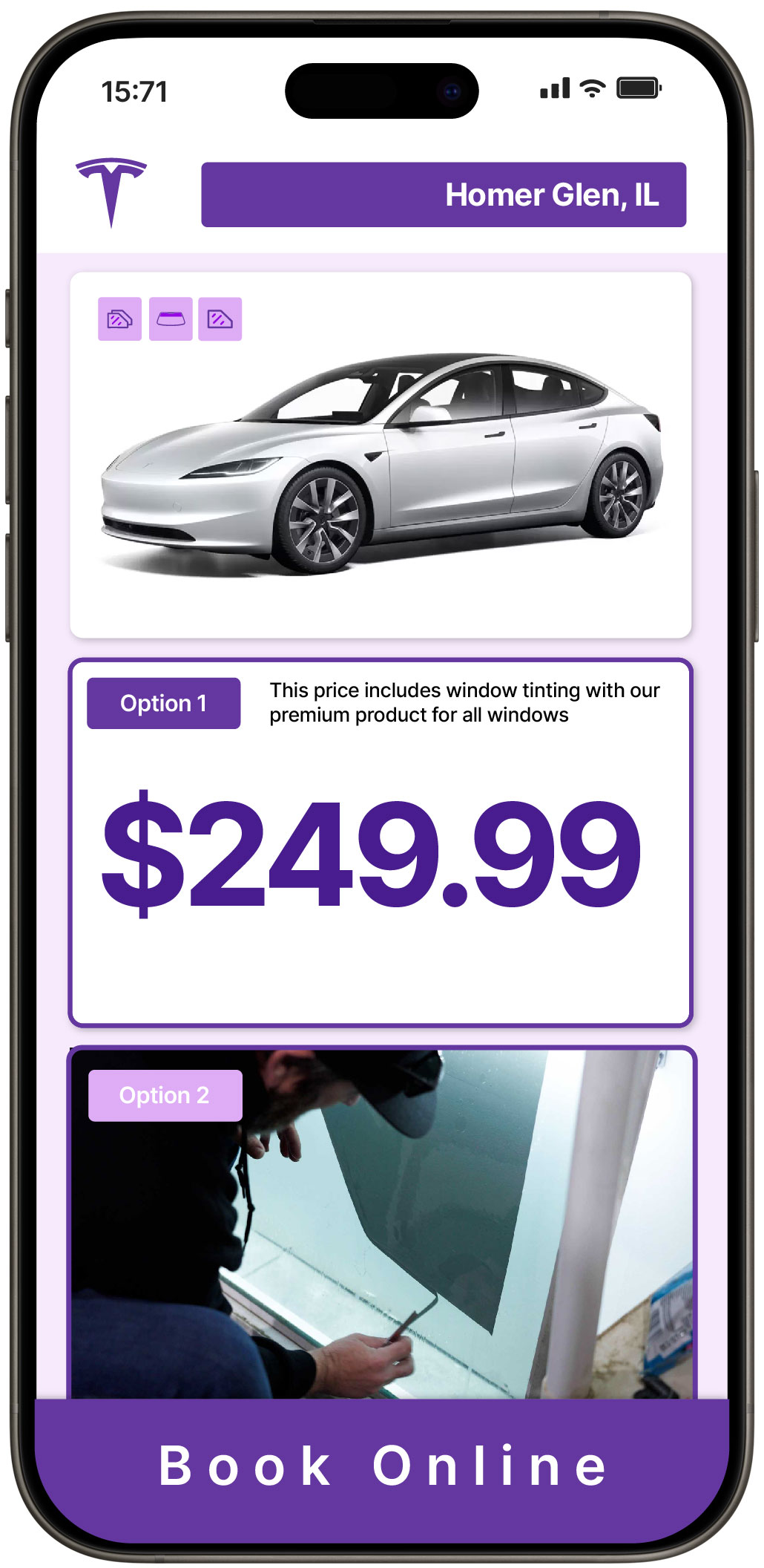 View Reasonable Tesla Window Tinting Prices in Homer Glen, Illinois