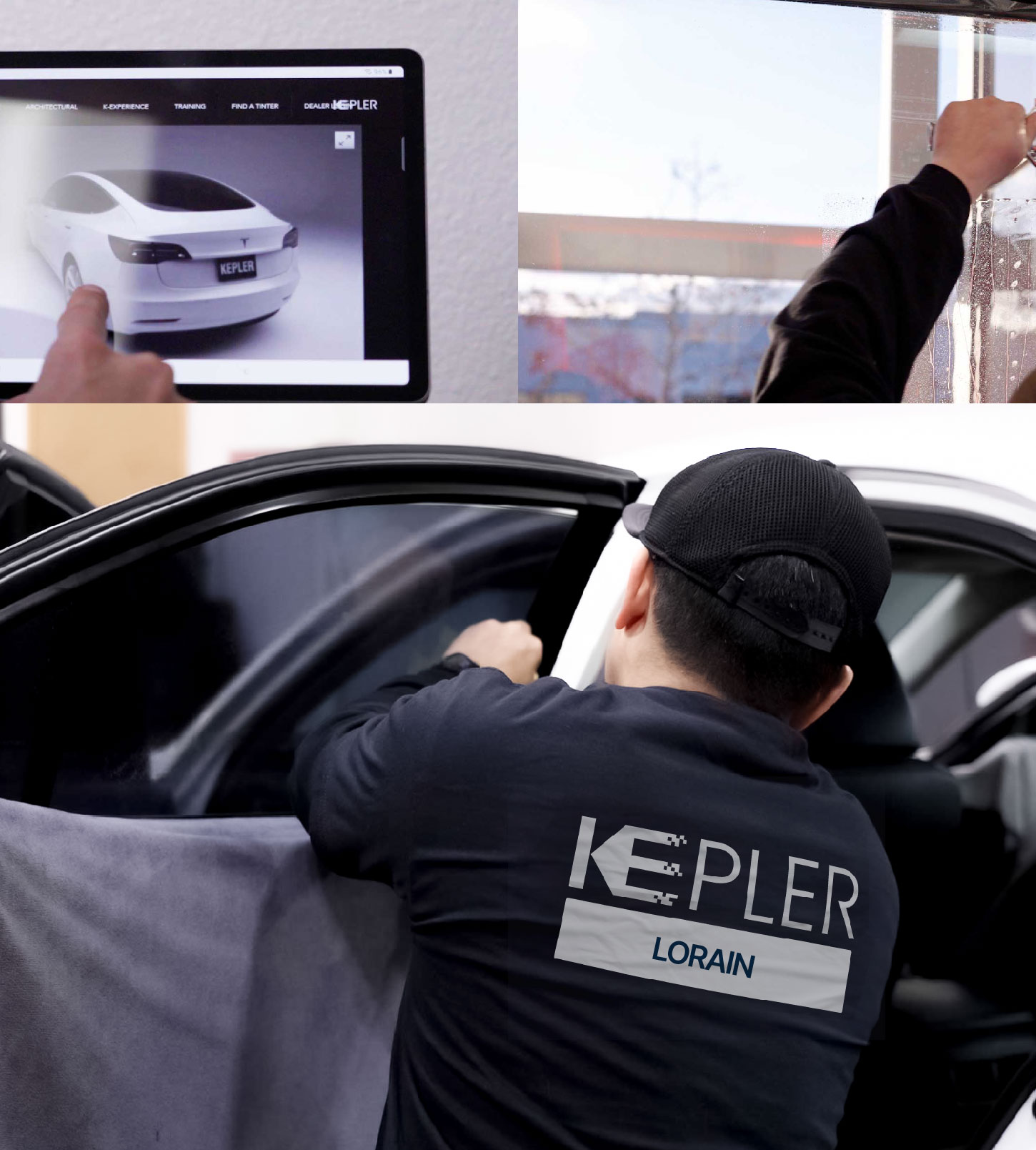 Automotive Window Tinting Expert Applying Film in Lorain, Ohio