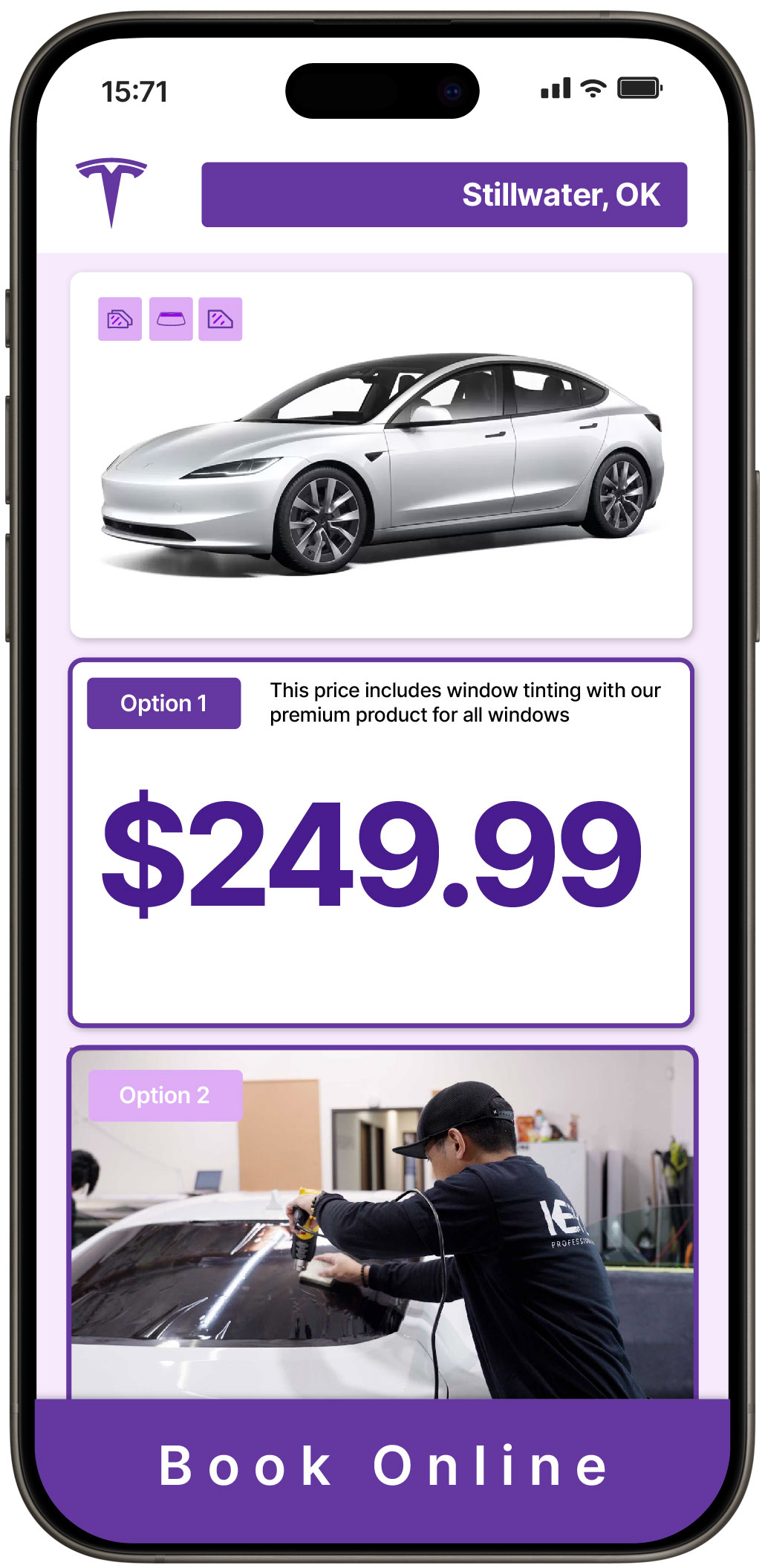 View Affordable Tesla Window Tinting Rates in Stillwater, Oklahoma