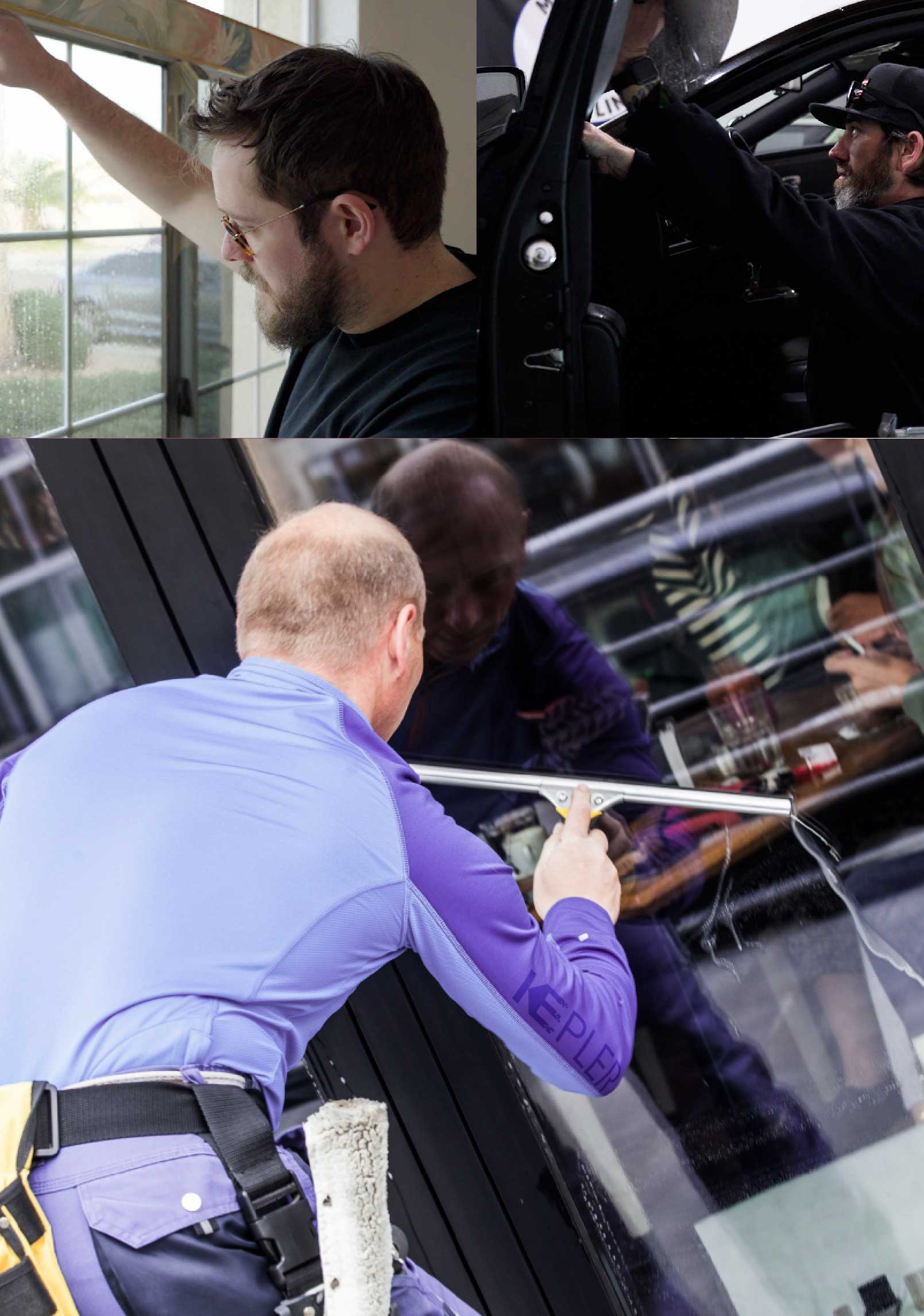 Kepler Skilled Applying Anti-Graffiti Window Film to a Burlington Shop Front