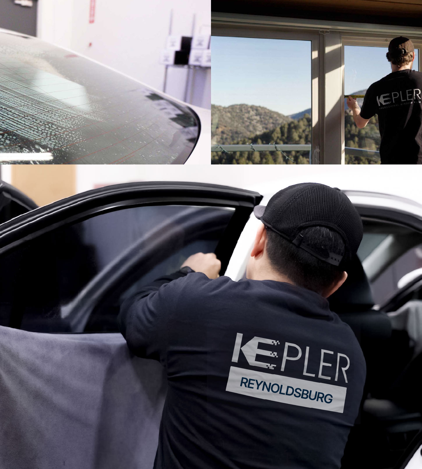 Automotive Window Tinting Expert Applying Film in Reynoldsburg, Ohio