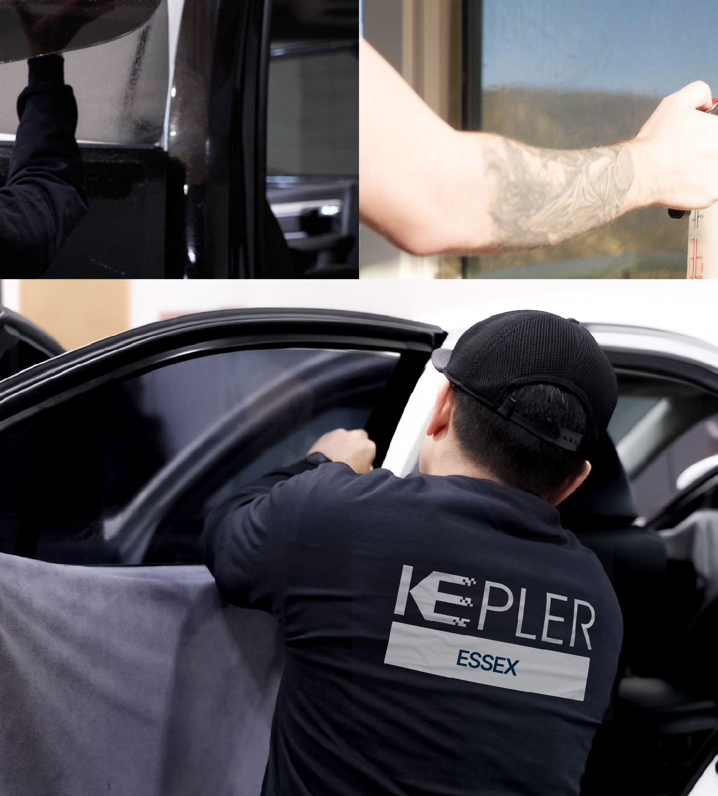 Automotive Window Tinting Expert Applying Film in Essex, Maryland