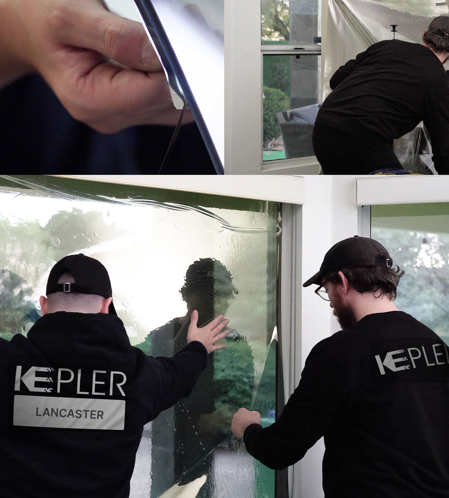 Kepler Technician Applying Advanced Window Tint to Home in Lancaster